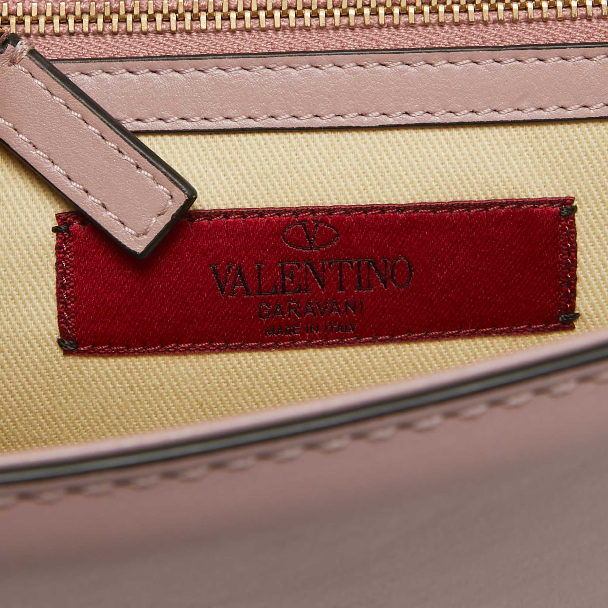 Valentino Dusty Pink Leather Medium Glam Lock Chain Shoulder Bag