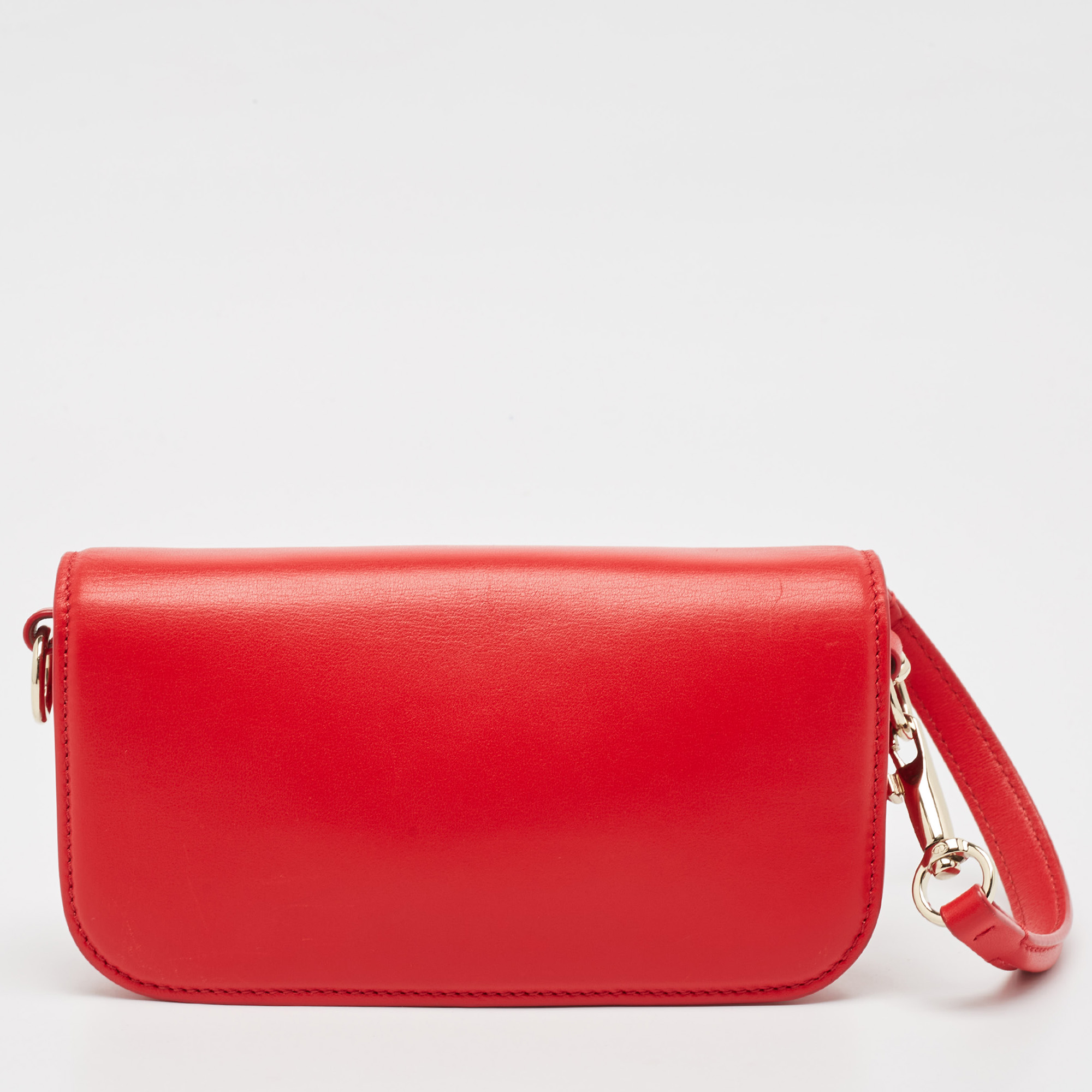 Valentino Red Leather VLogo Wristlet Clutch