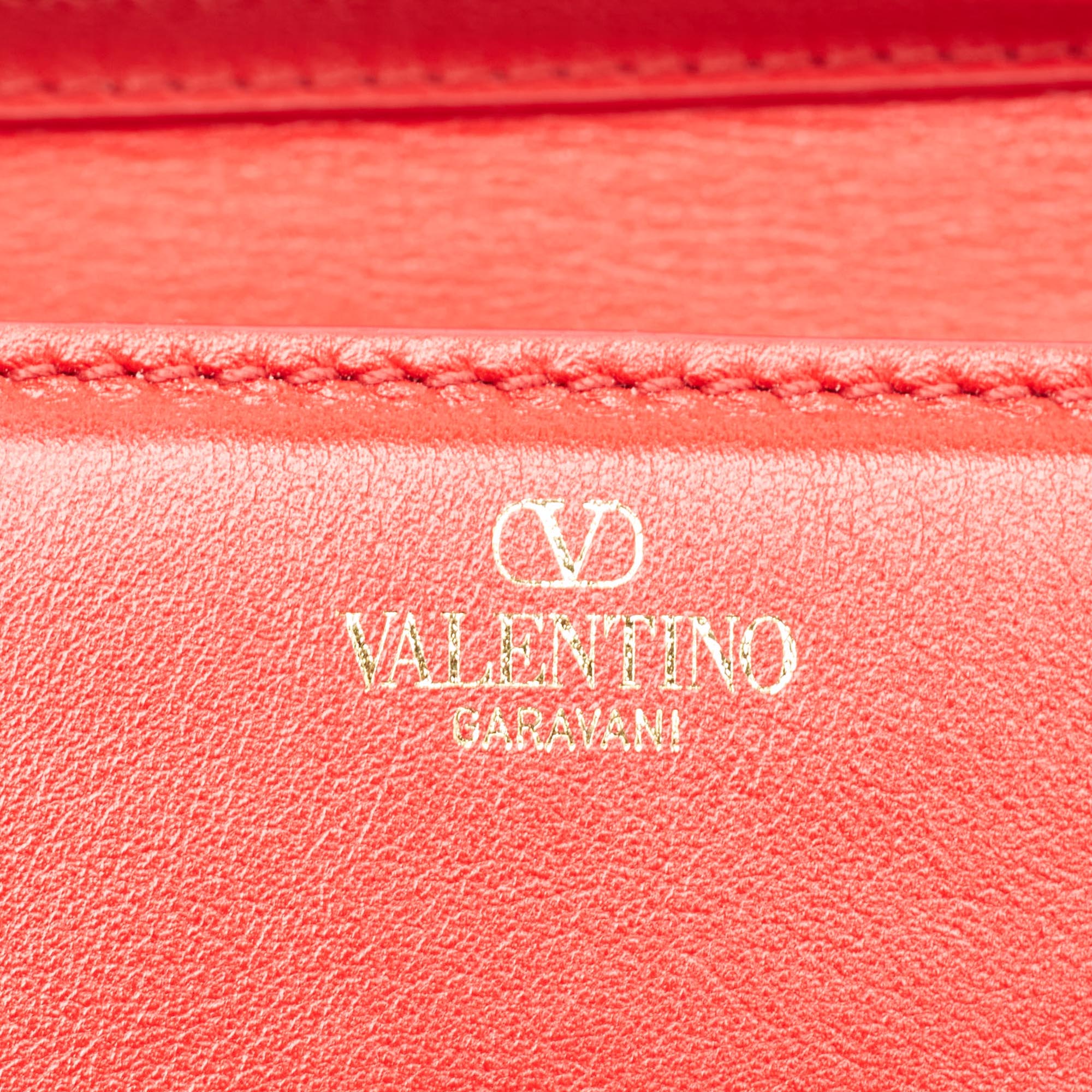 Valentino Red Leather VLogo Wristlet Clutch