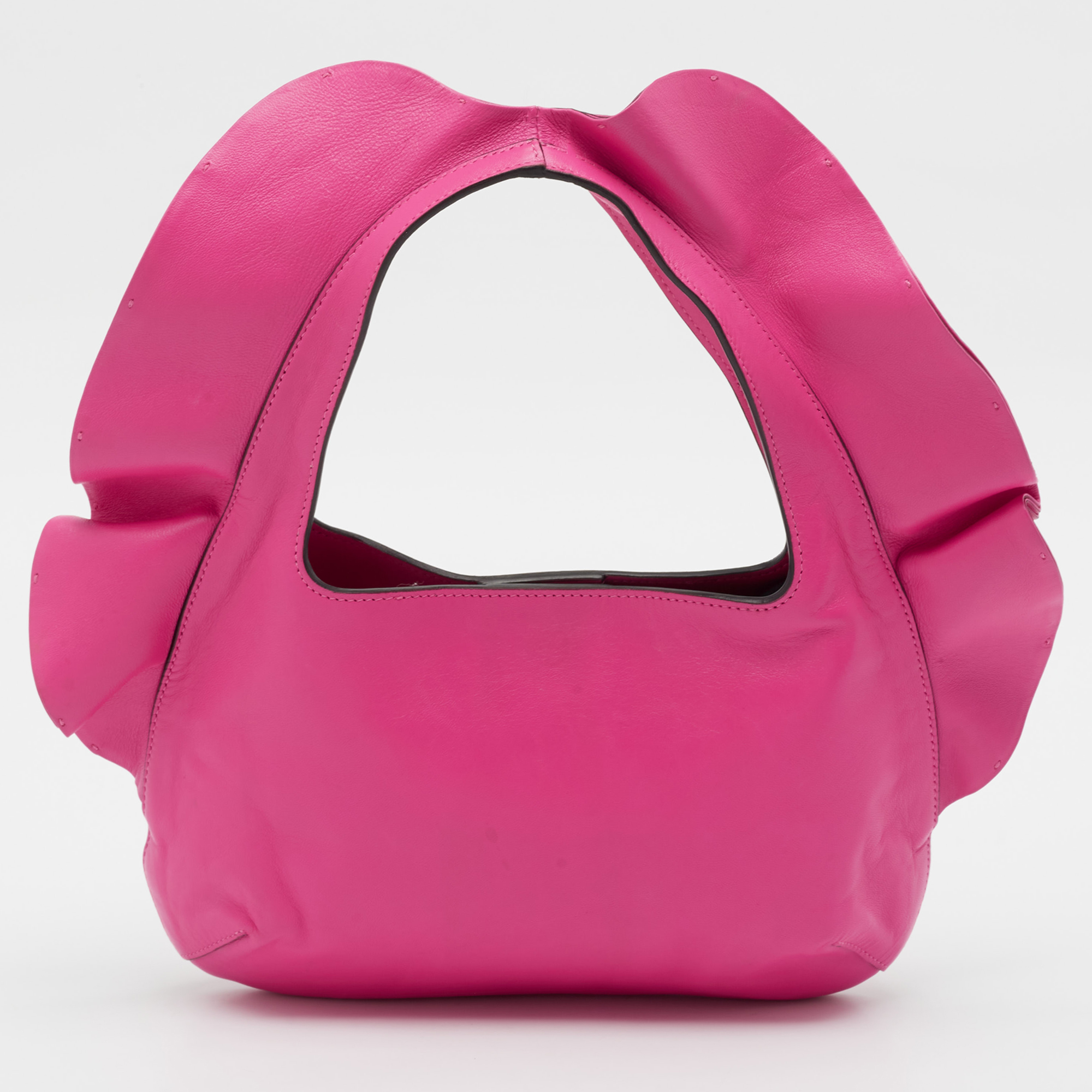 Valentino Fuchsia Leather Rouches Atelier 04 Hobo