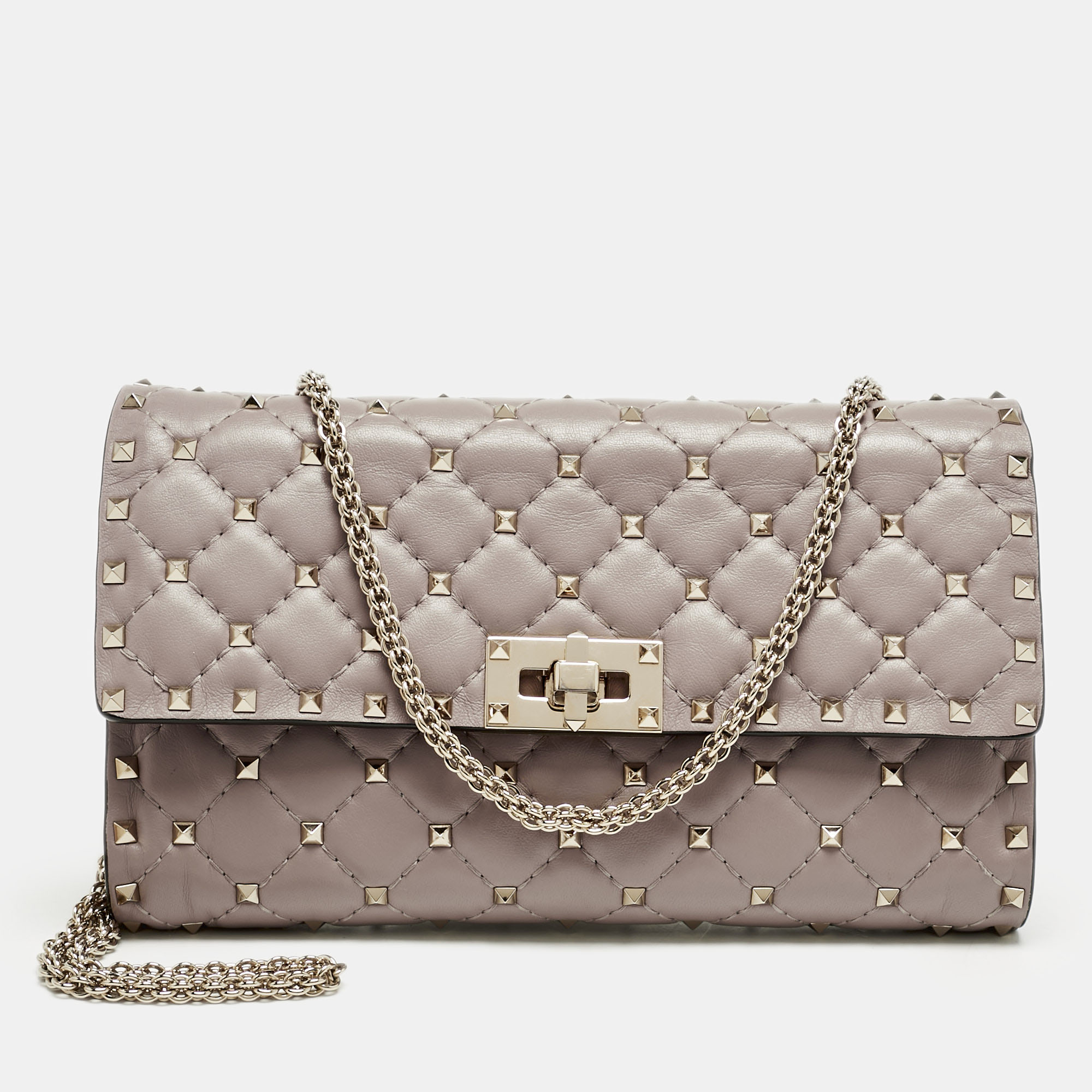 Valentino Beige Quilted Leather Rockstud Spike Wallet On Chain
Valentino Beige Quilted Leather Rockstud Spike Wallet On Chain