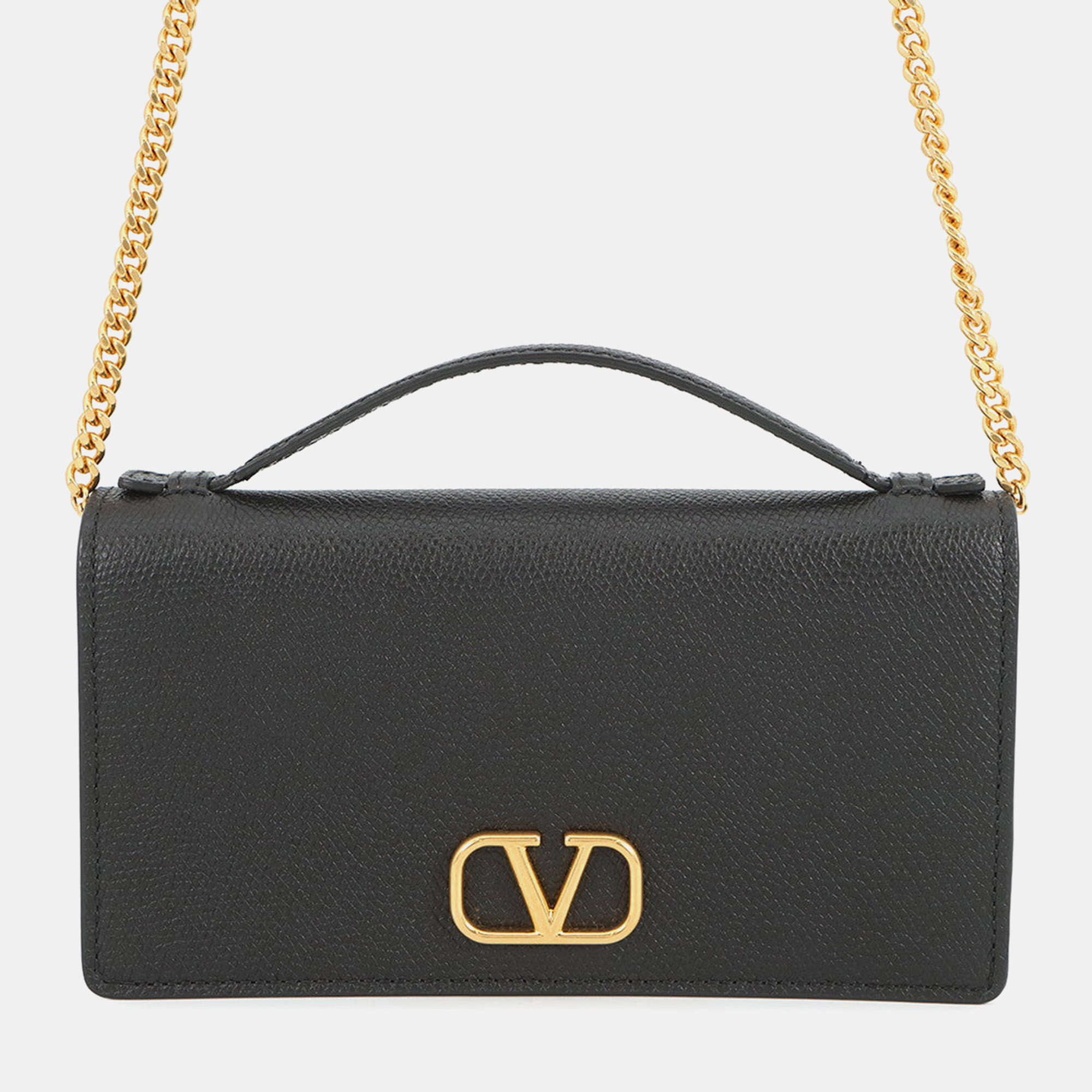 Valentino Garavani V Logo Signature Chain Wallet Black Calf Leather
Valentino Garavani V Logo Signature Chain Wallet Black Calf Leather