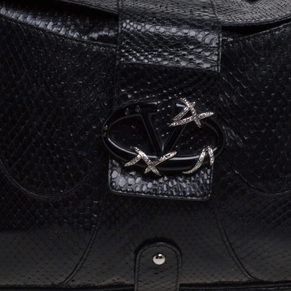 Valentino Black Python Leather Satchel
