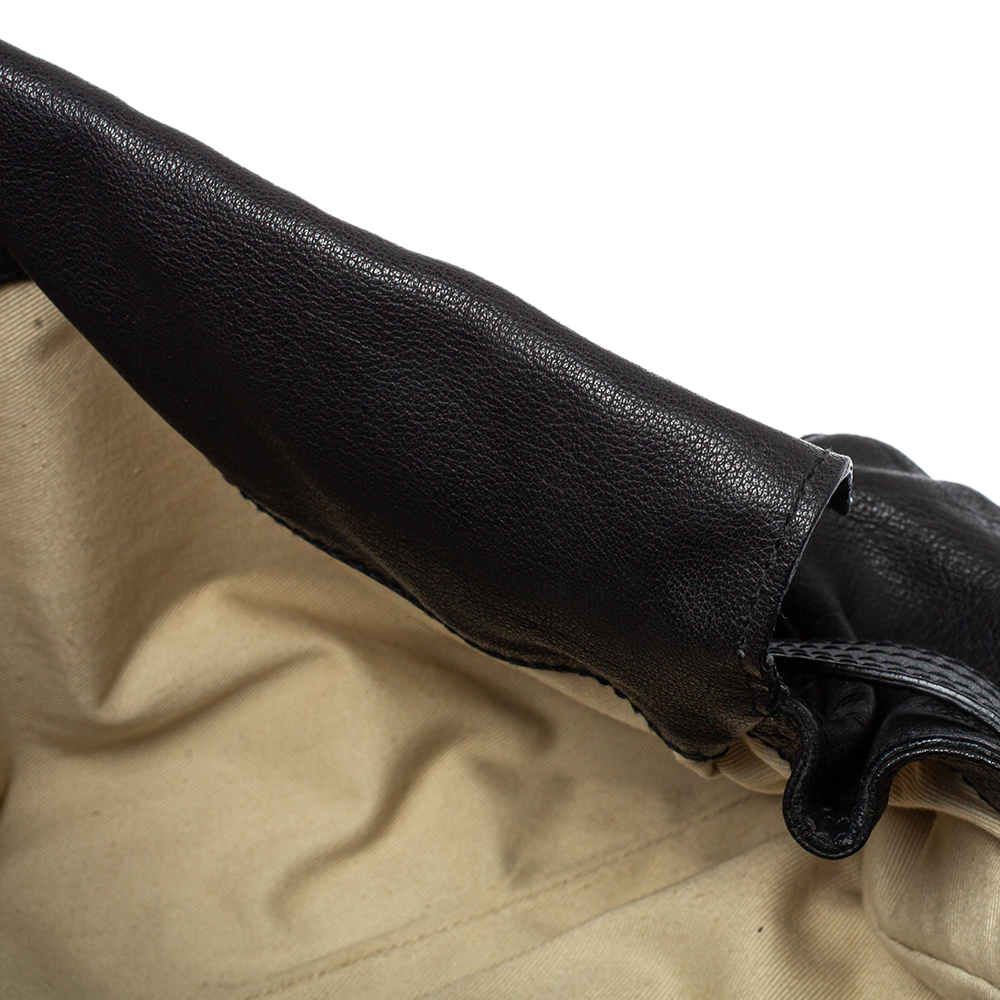 Valentino Black Soft Leather Clasp Flap Satchel