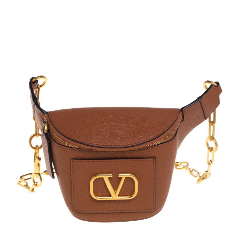 Valentino Tan Leather VLogo Belt Bag