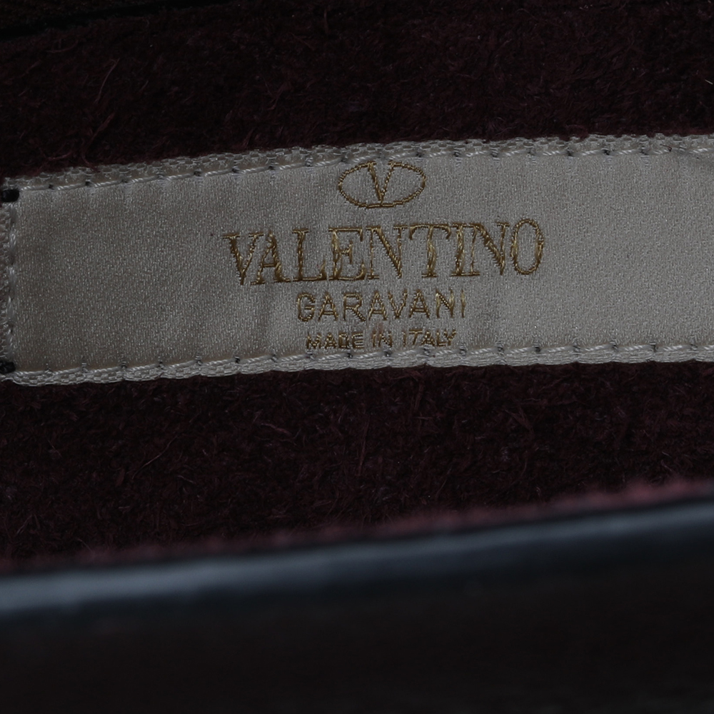 Valentino Burgundy Leather Medium My Rockstud Rolling Top Handle Bag