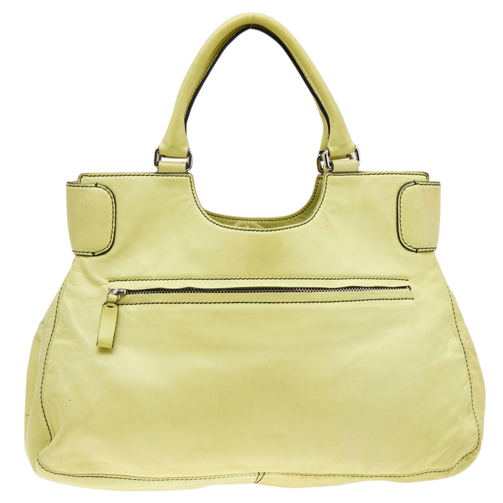 Valentino Neon Green Leather Crystal Catch Shoulder Bag
