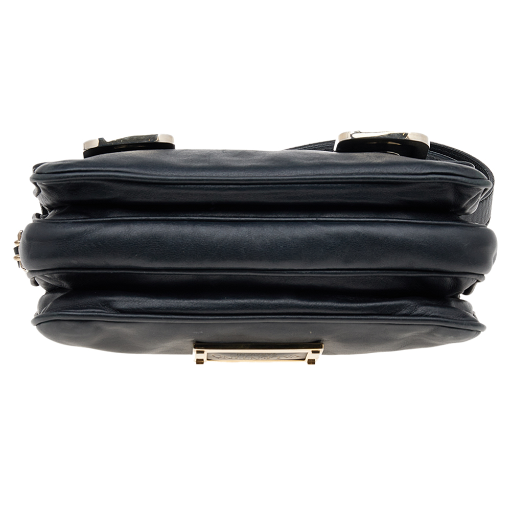 Valentino Black Leather Flap Shoulder Bag