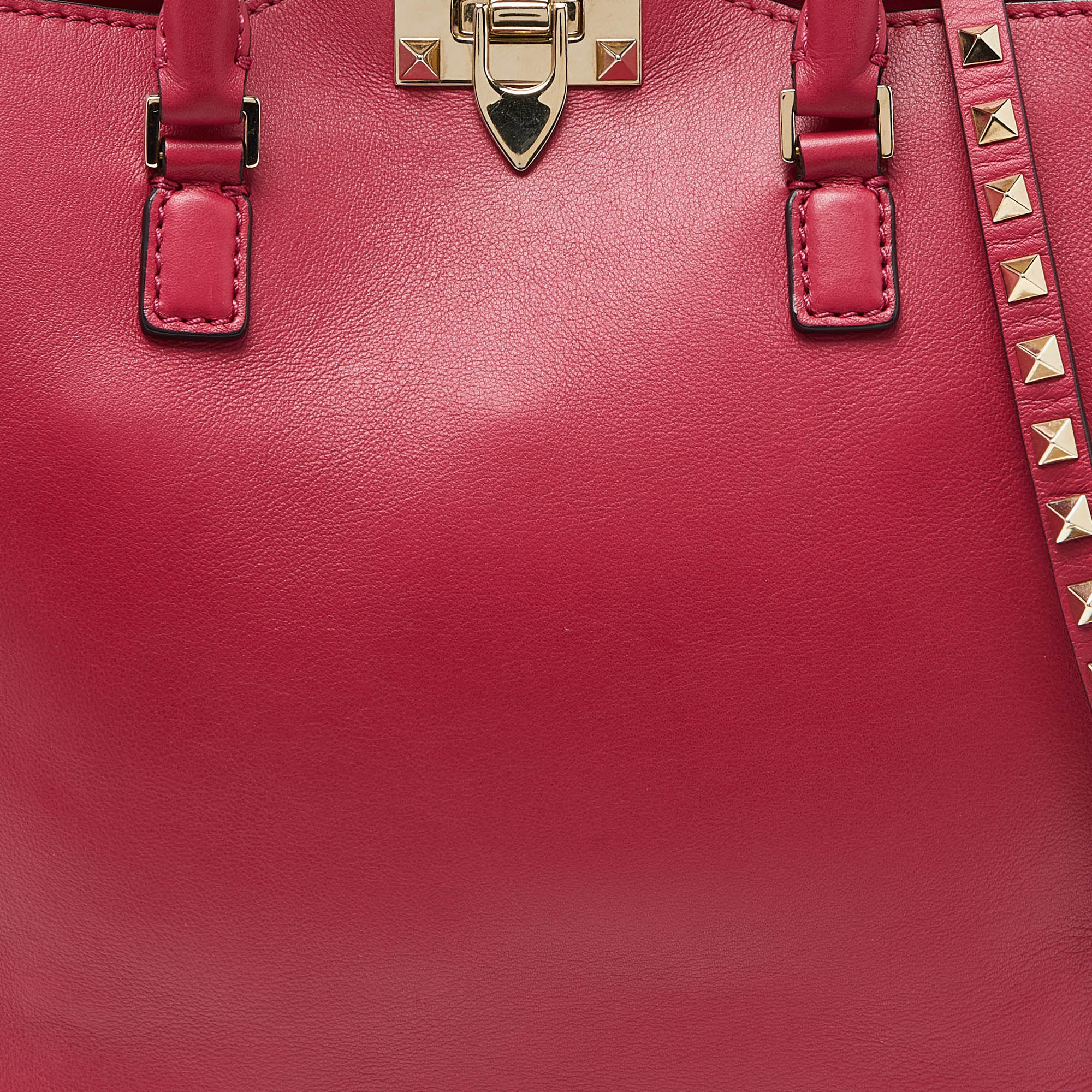 Valentino Pink Leather Rockstud Trapeze Tote