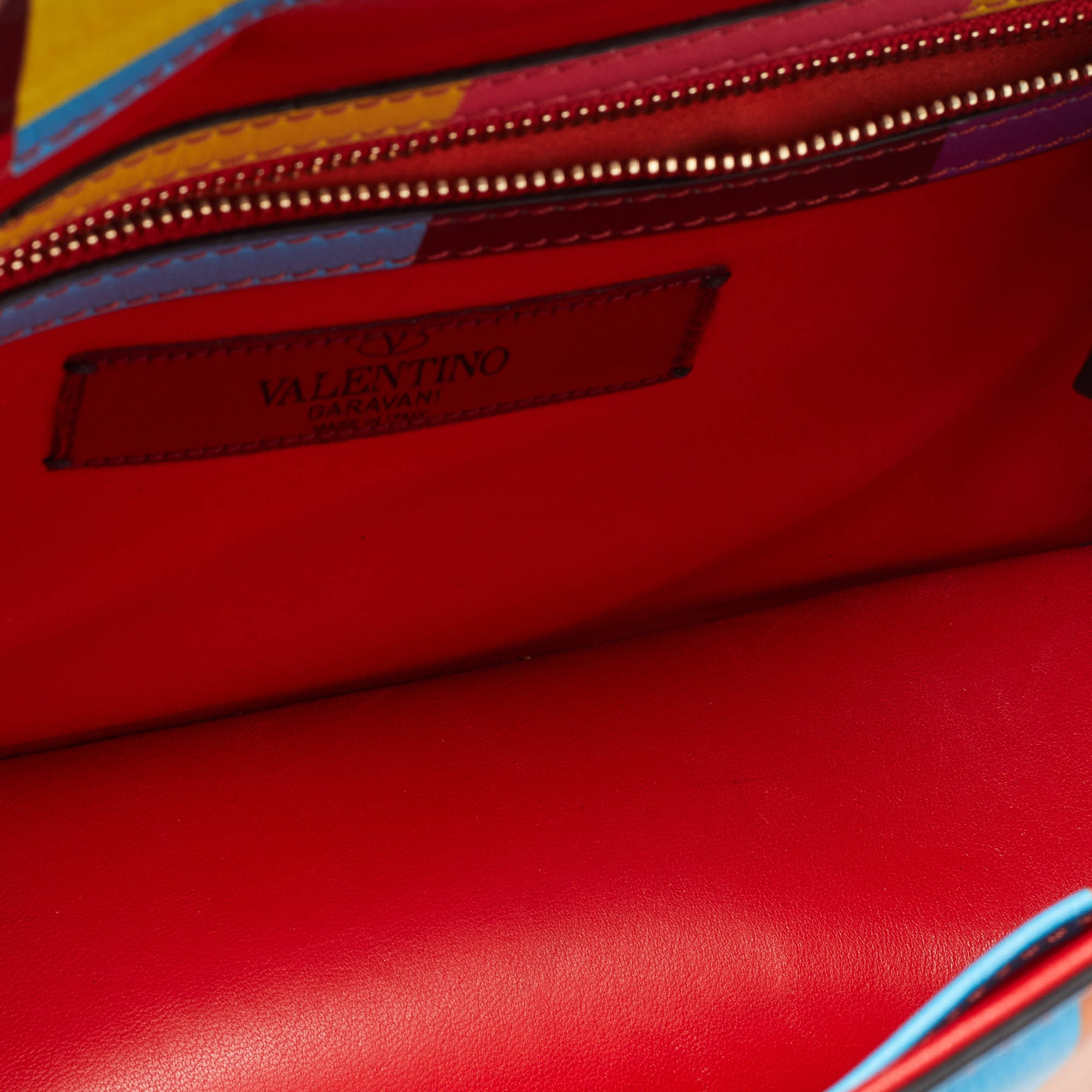 Valentino Multicolor Leather Medium Rockstud Glam Lock Flap Bag