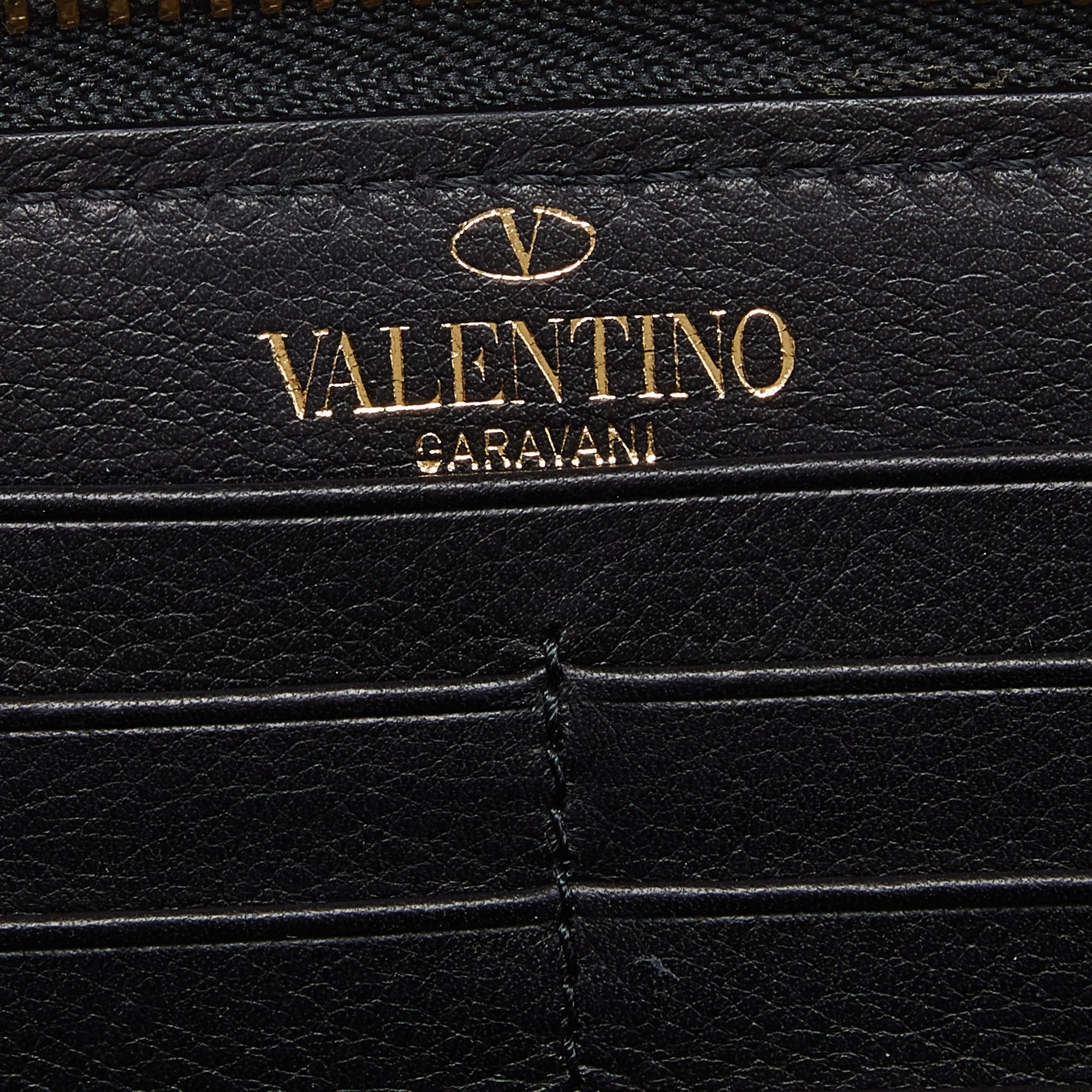 Valentino Brown/Black Canvas And Leather Zip Around Wallet