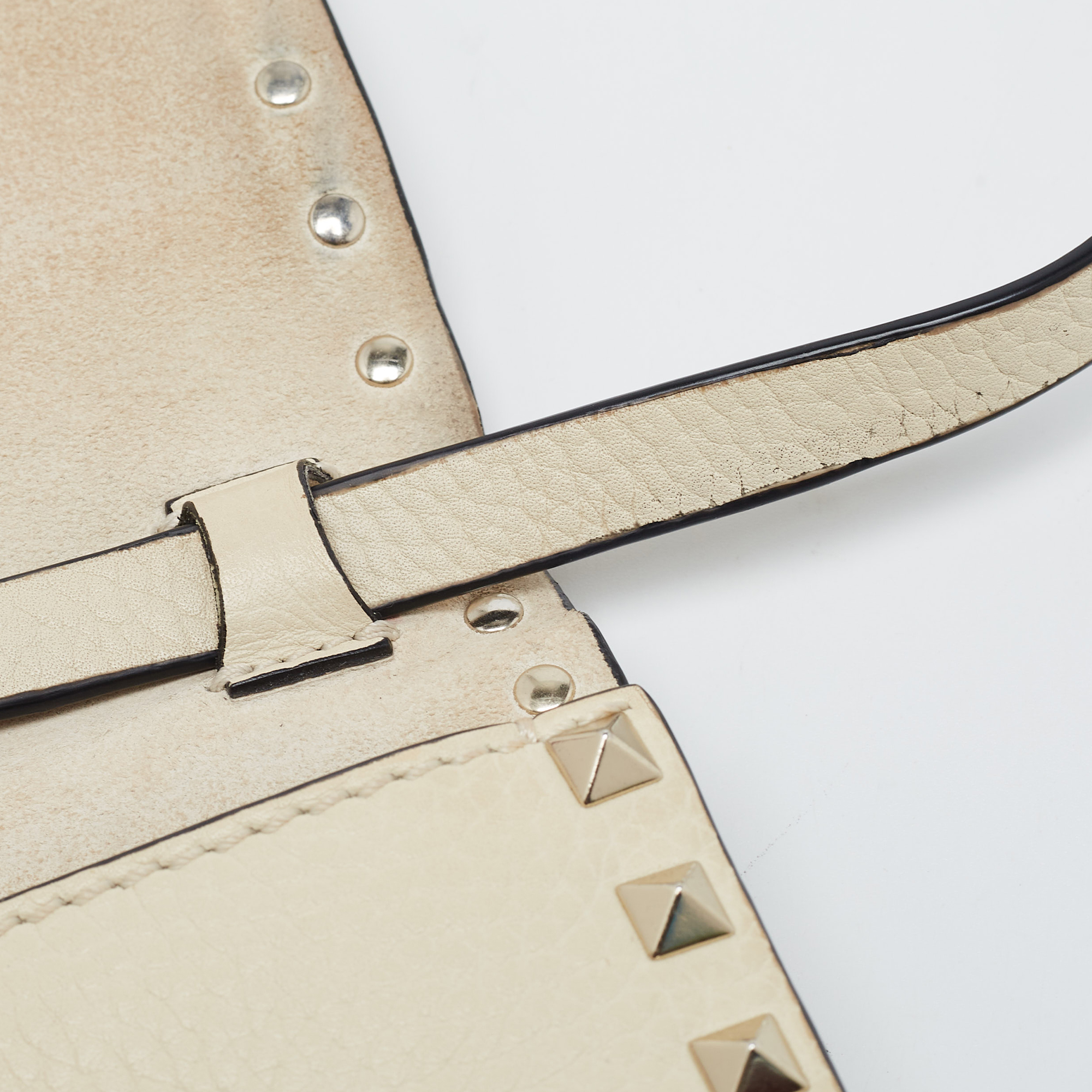 Valentino Cream Leather Rockstud Crossbody Bag