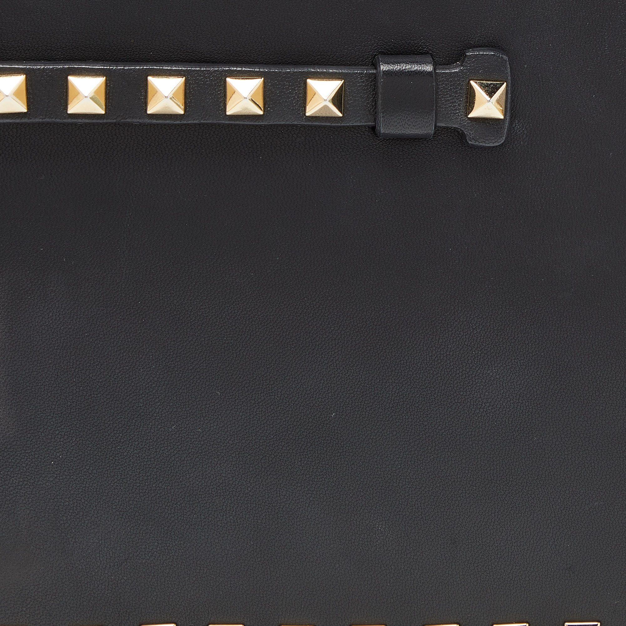 Valentino Black Leather Rockstud Wristlet Clutch