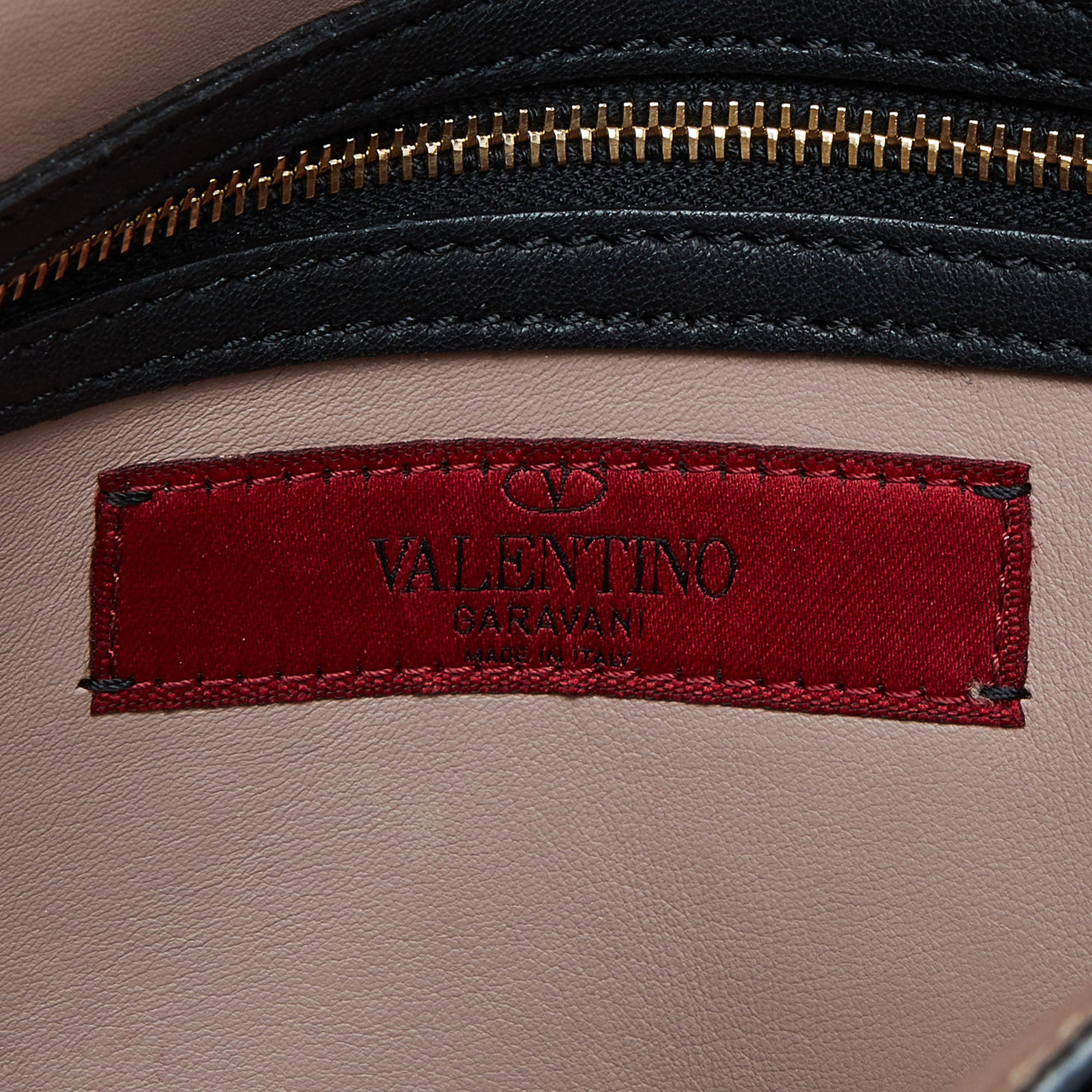 Valentino Black Leather Rockstud Wristlet Clutch