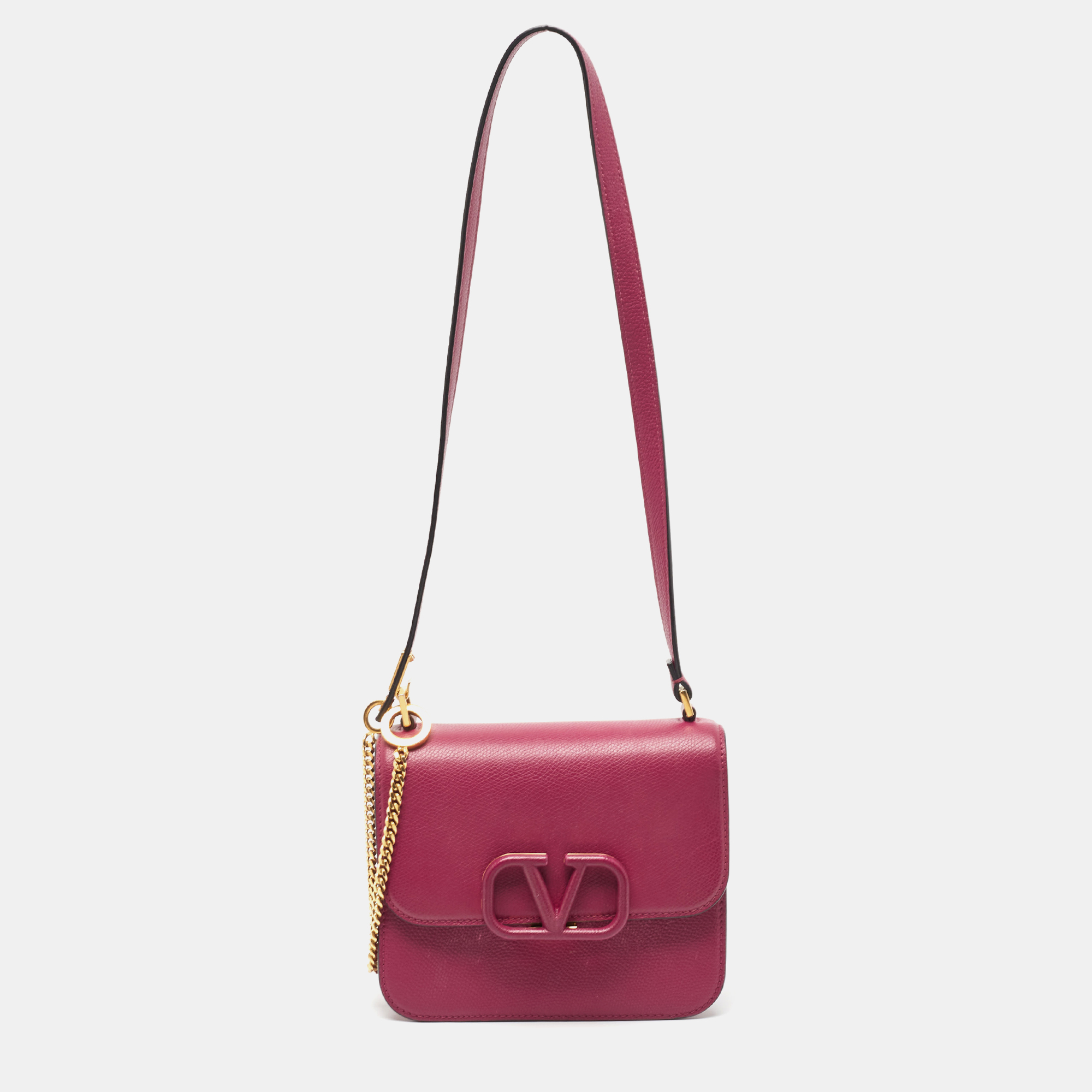 Valentino Burgundy Leather Small VSling Shoulder Bag