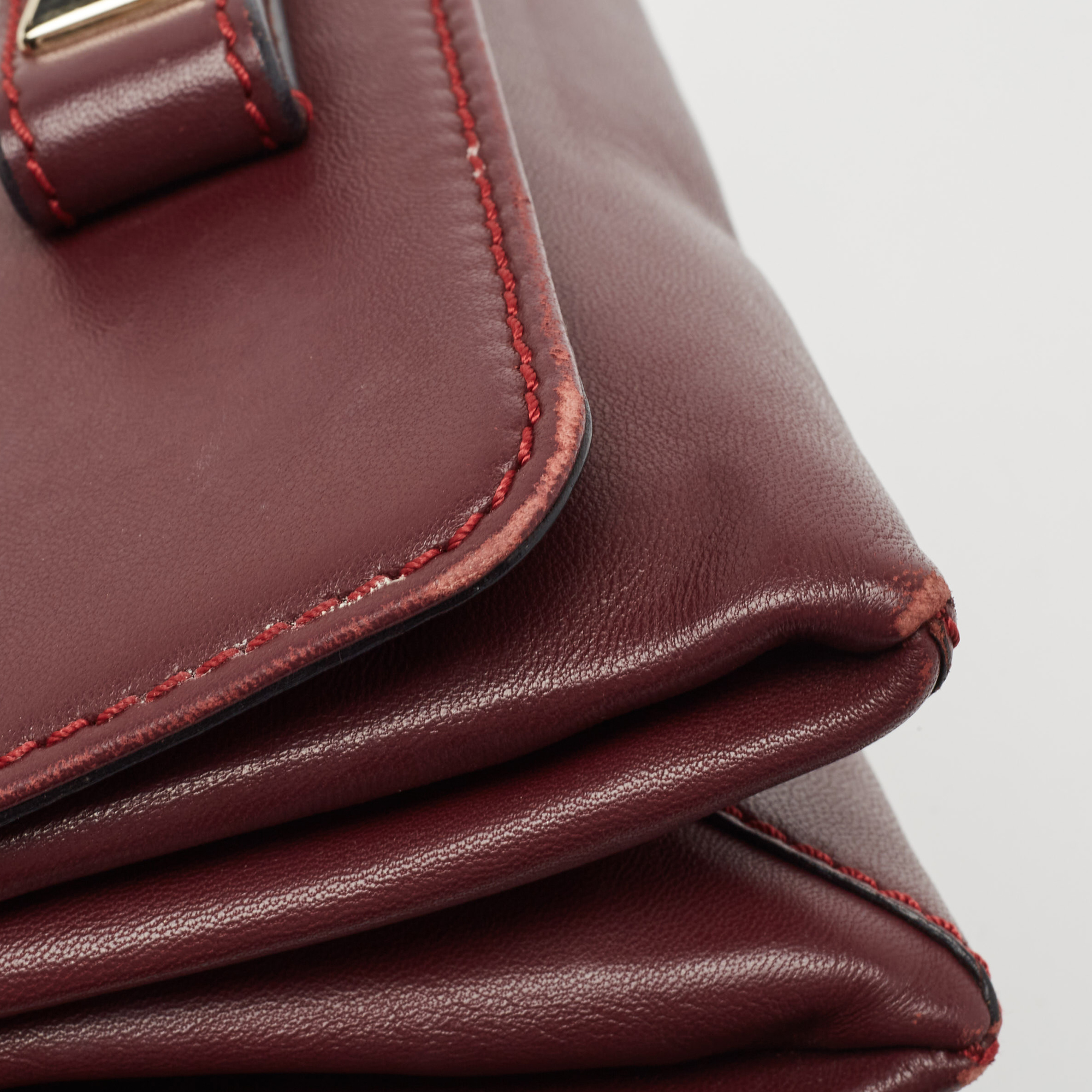 Valentino Burgundy Leather Va Va Voom Chain Shoulder Bag