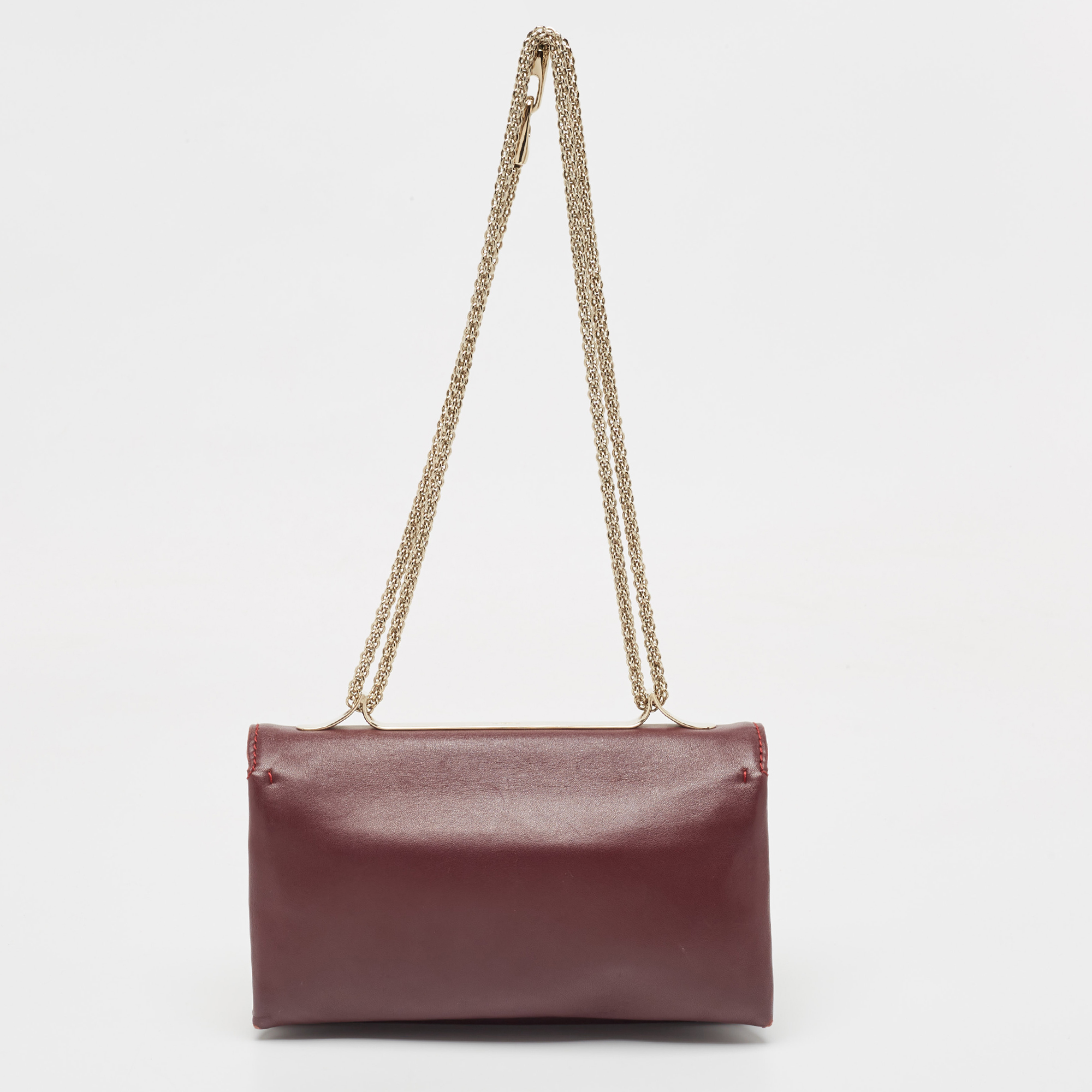 Valentino Burgundy Leather Va Va Voom Chain Shoulder Bag
