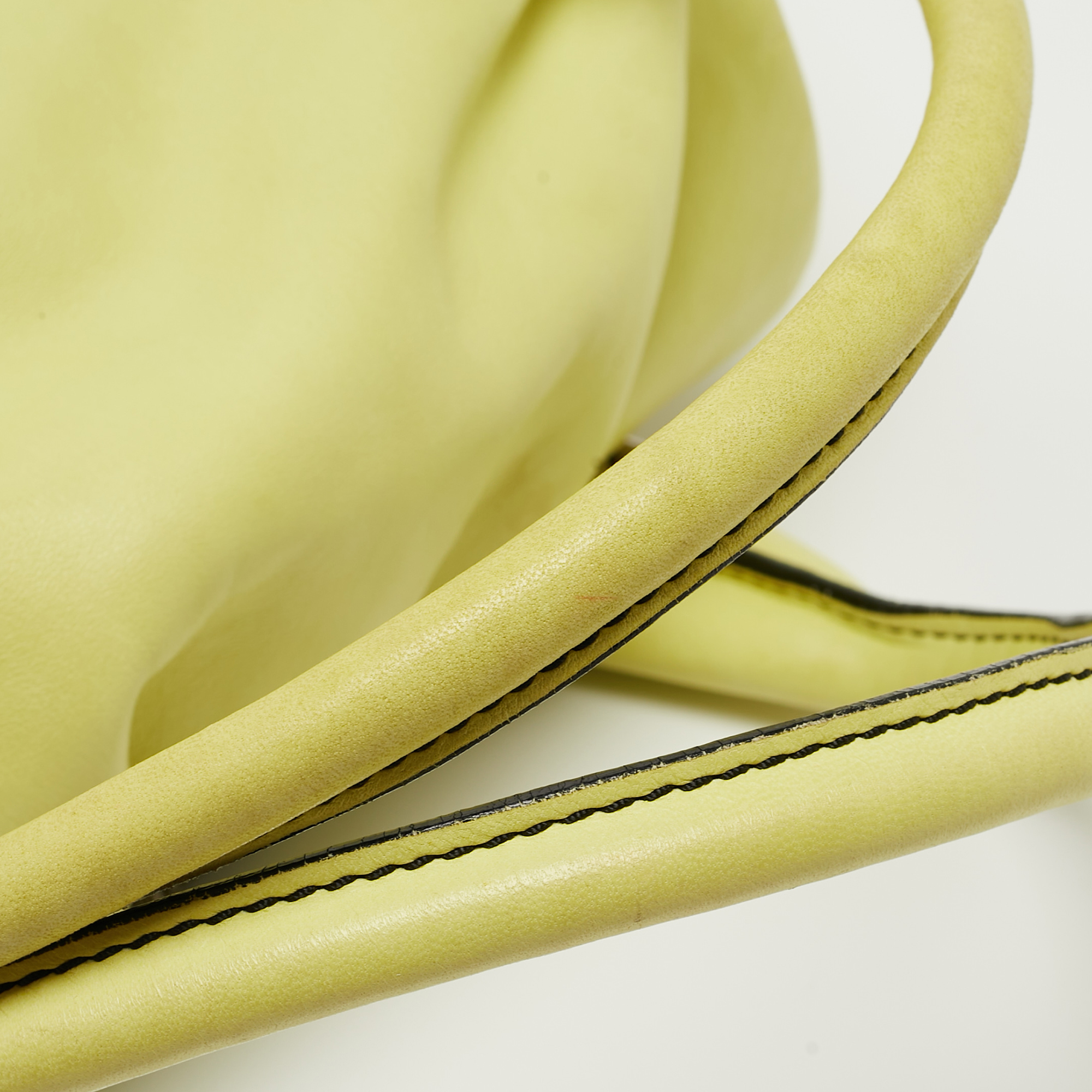 Valentino Lime Yellow Leather Crystal Embellished Catch Satchel
