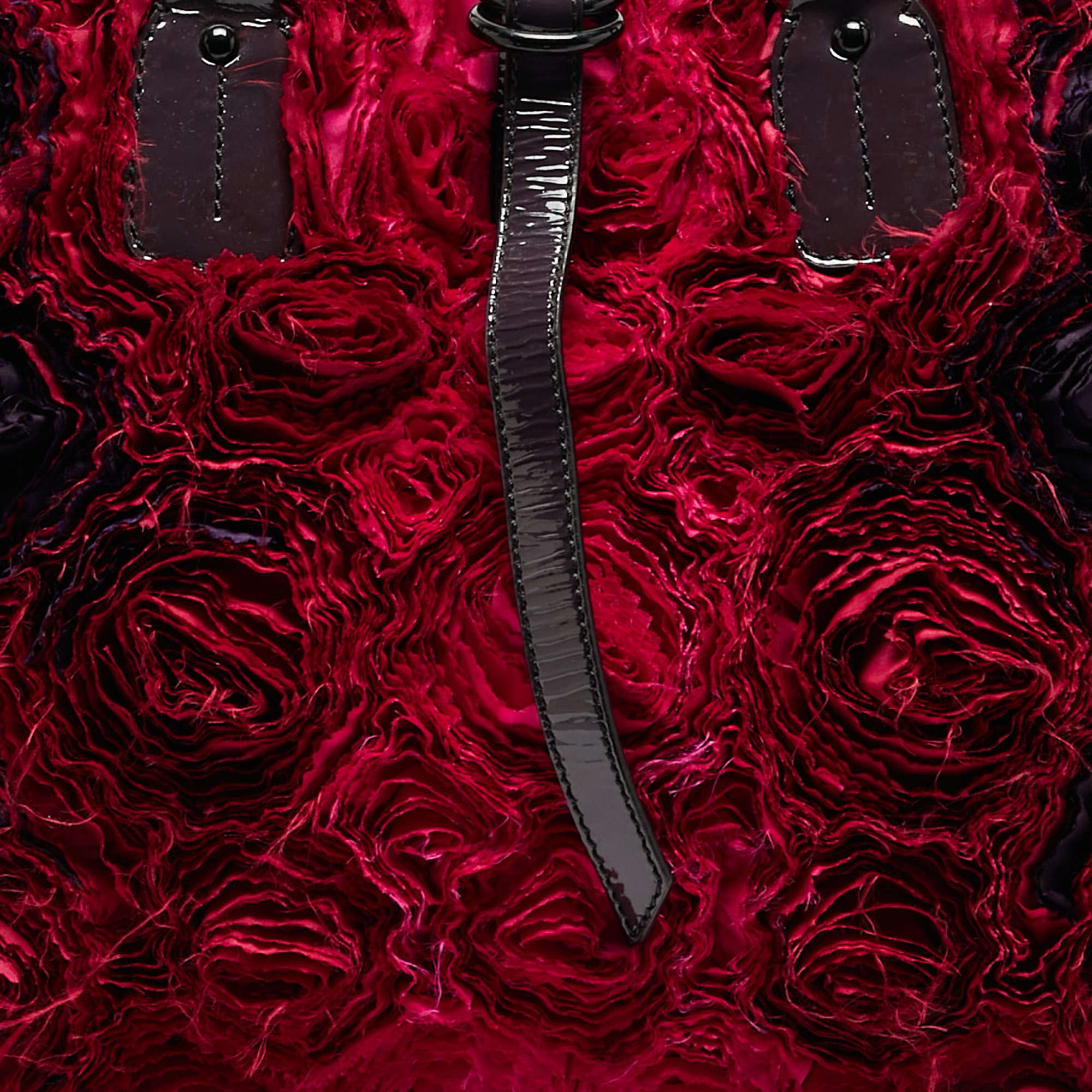 Valentino Multicolor Satin And Patent Leather Petale Rose Tote