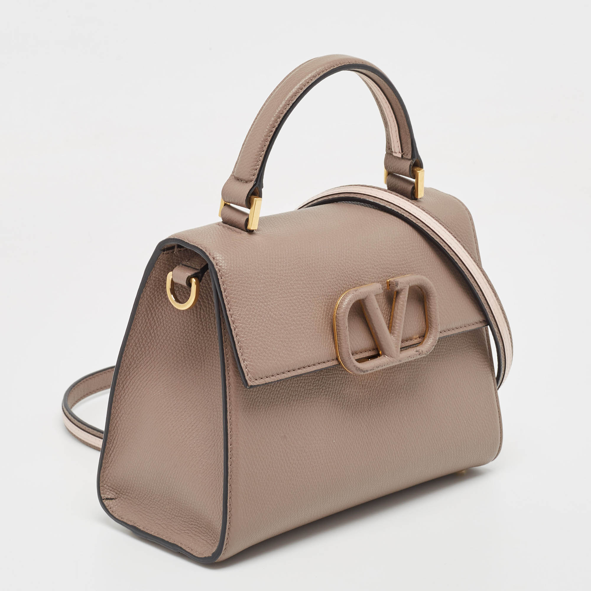 Valentino Beige Leather Small VSling Top Handle Bag