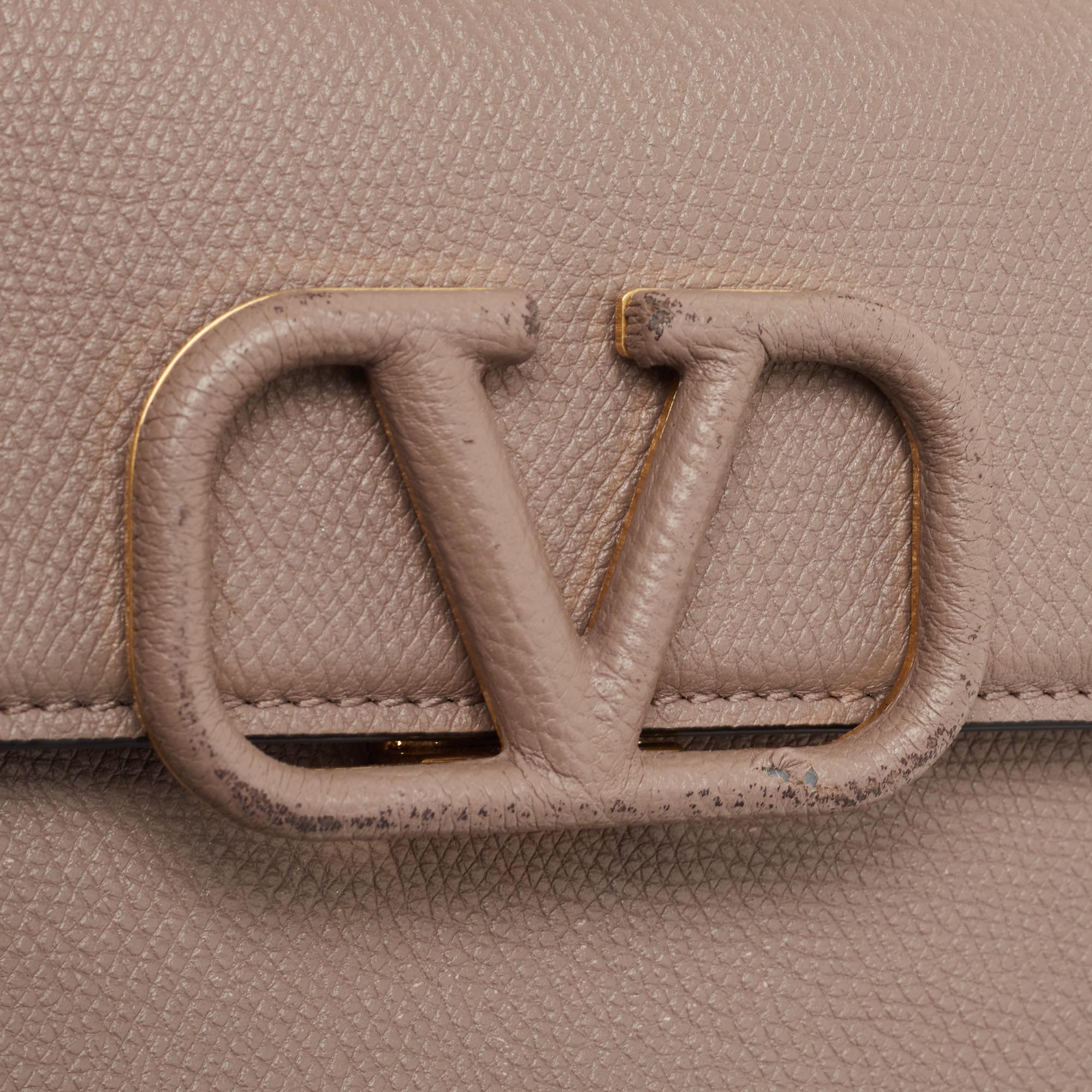 Valentino Beige Leather Small VSling Top Handle Bag