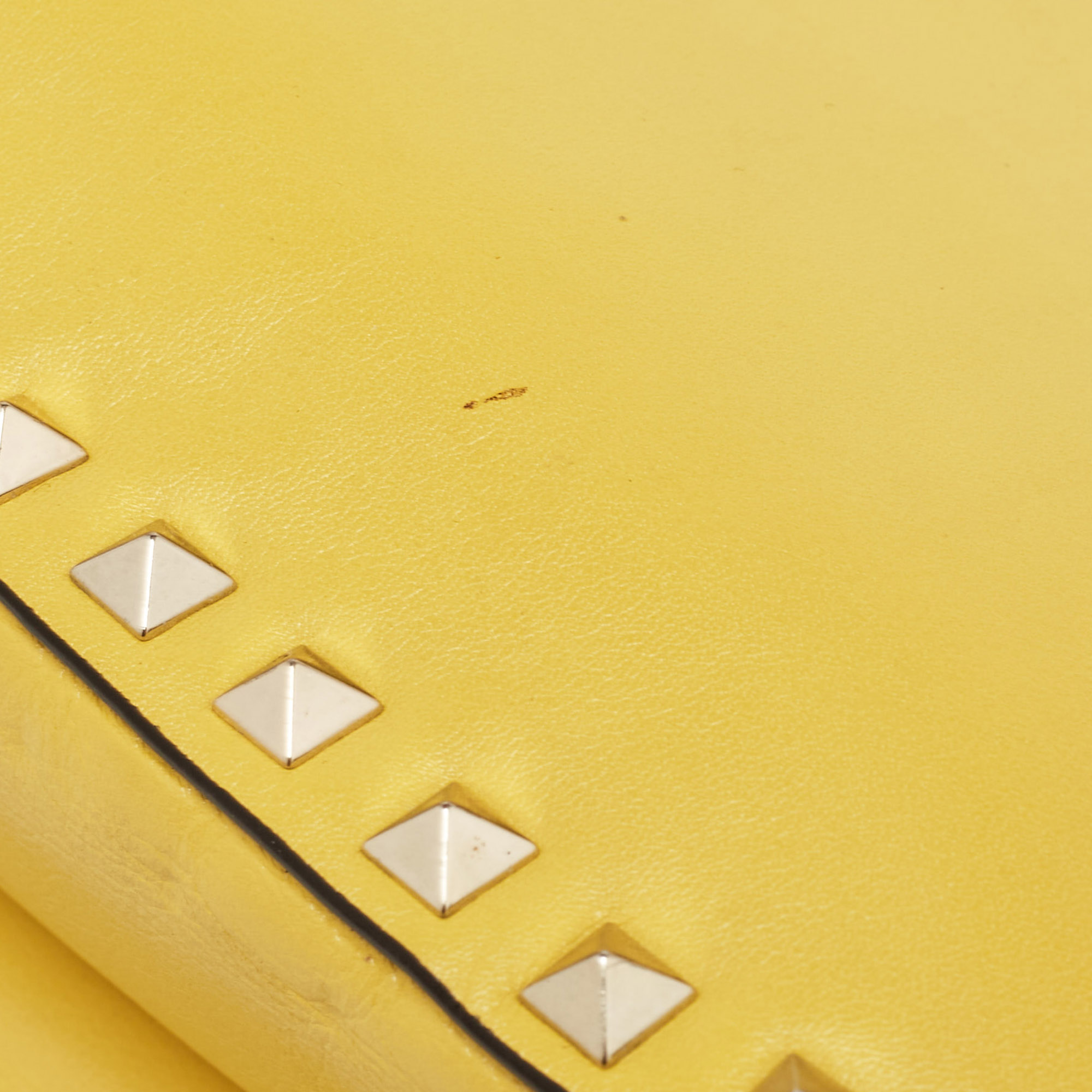 Valentino Yellow Leather Rockstud Trapeze Shoulder Bag