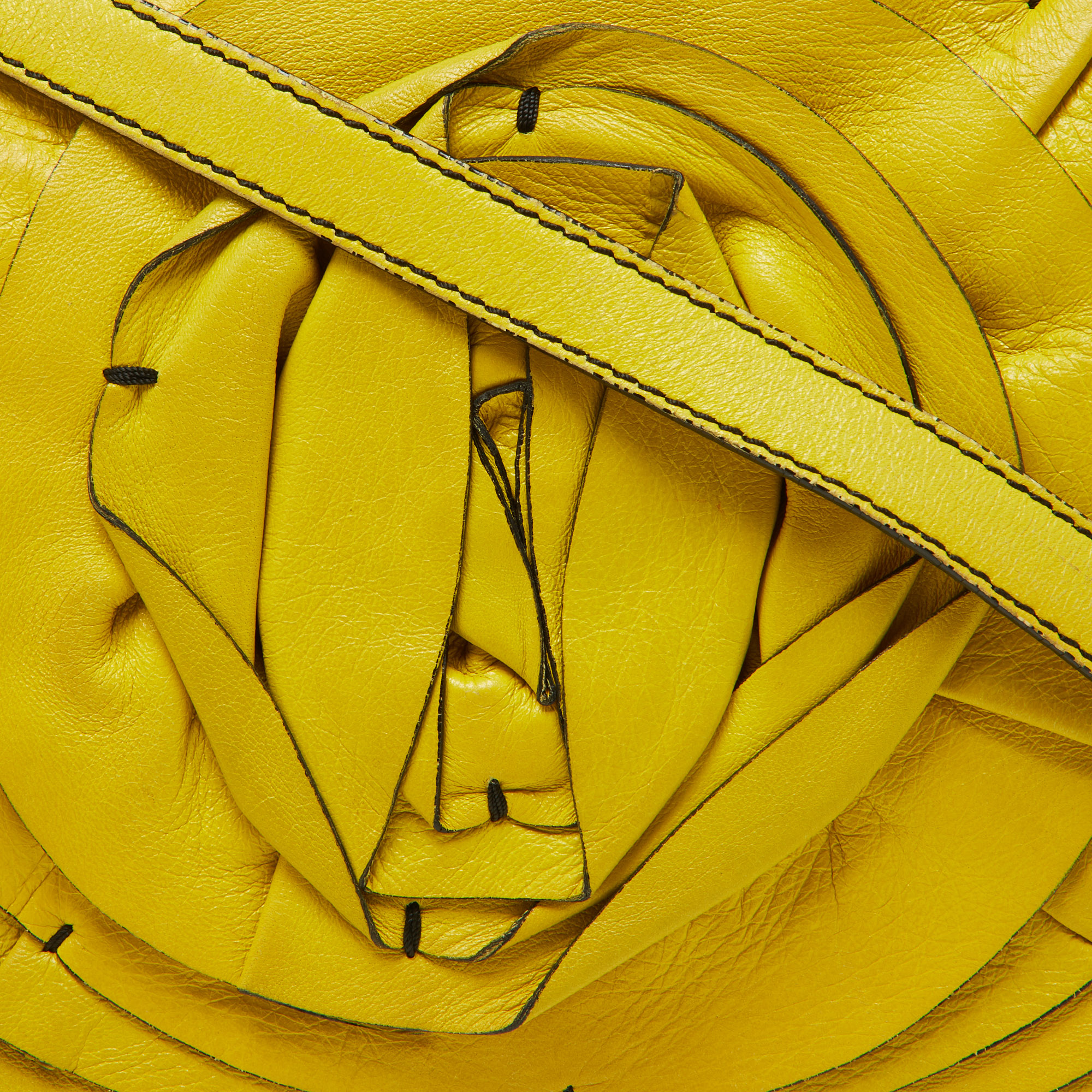 Valentino Yellow Leather Petale Rose Shoulder Bag