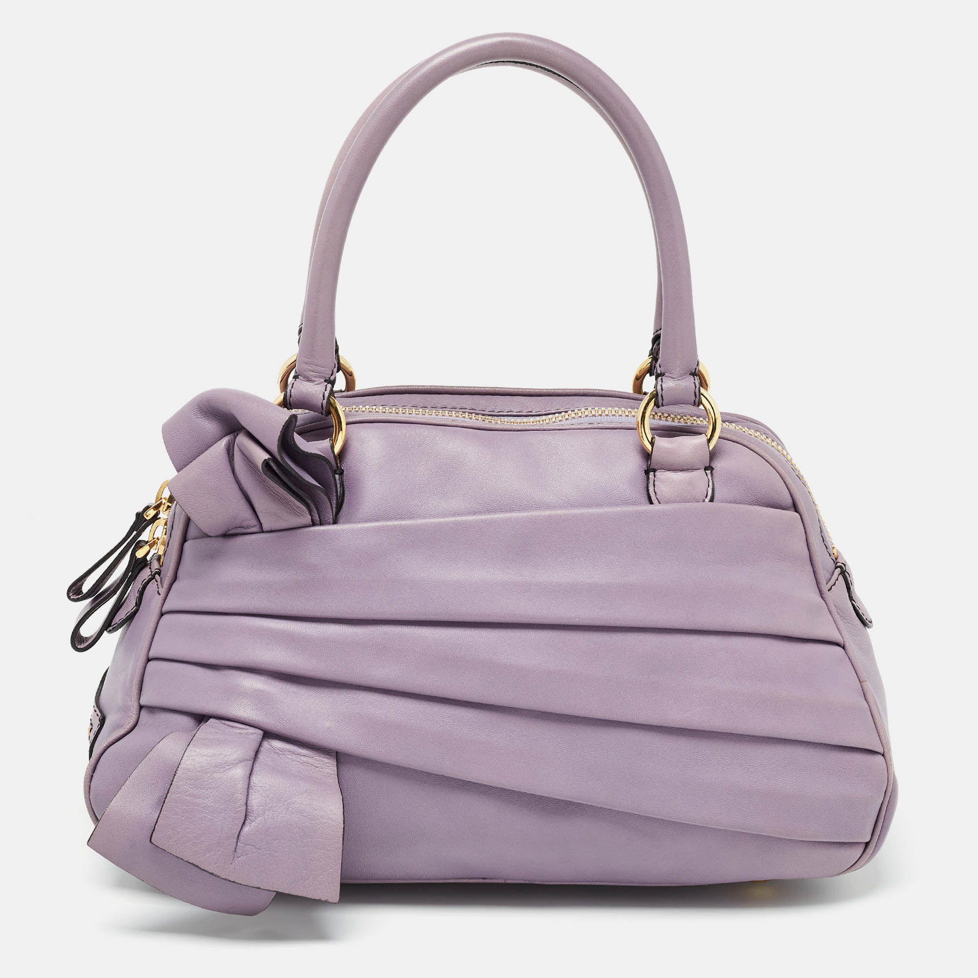 Valentino purple leather bow satchel