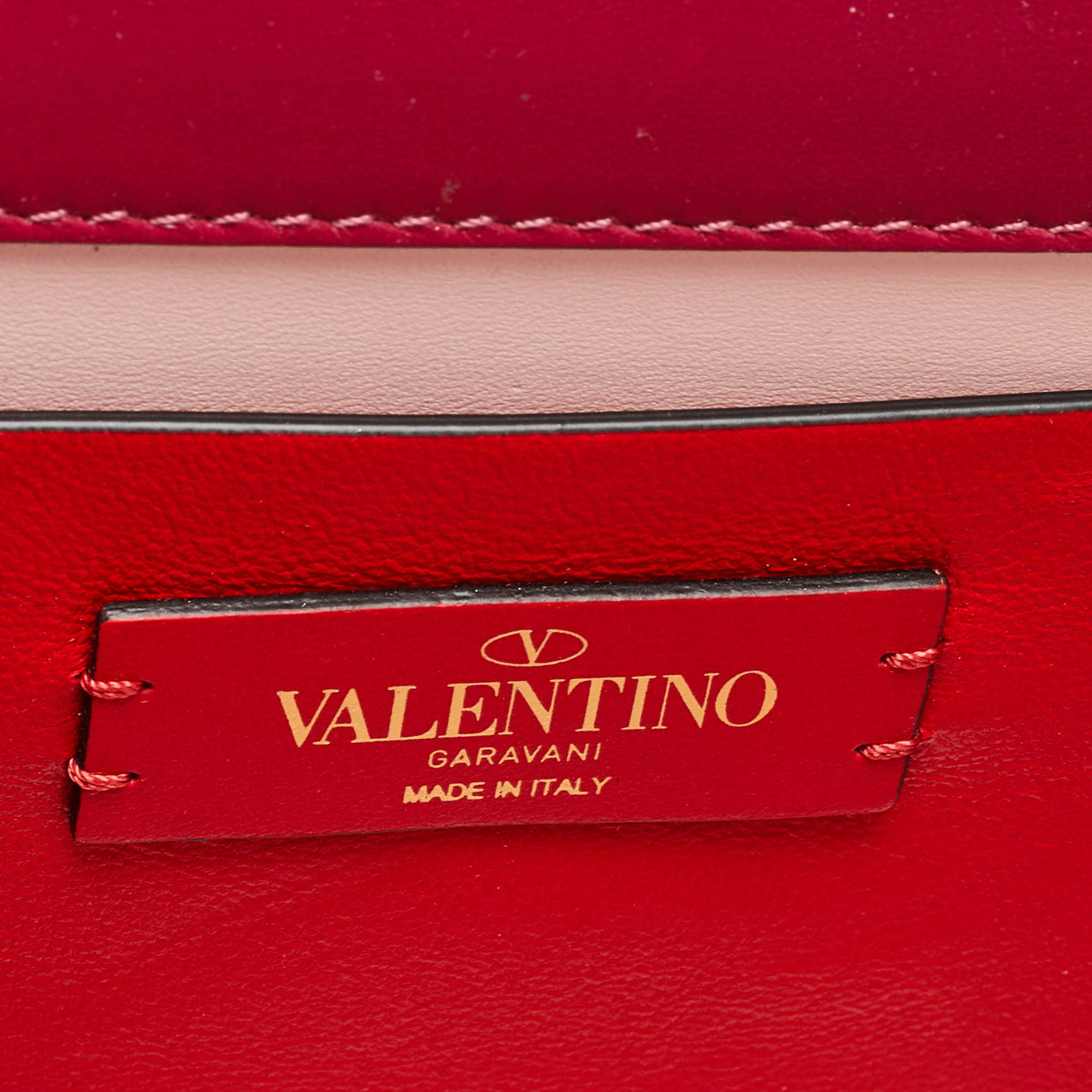 Valentino Pink/Plum Leather And Velvet Embroidered VSling Shoulder Bag