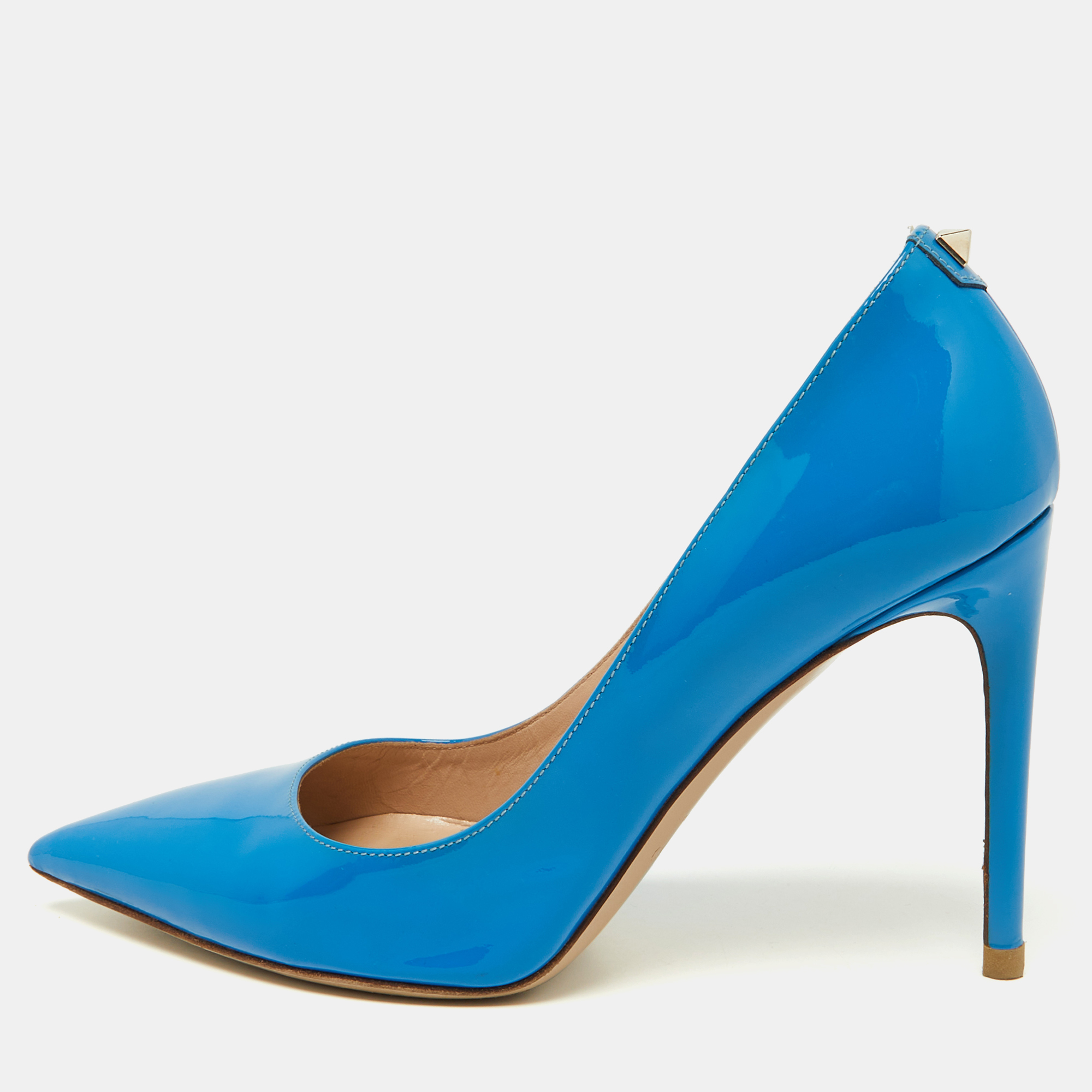 Valentino blue patent leather pointed toe pumps size 36