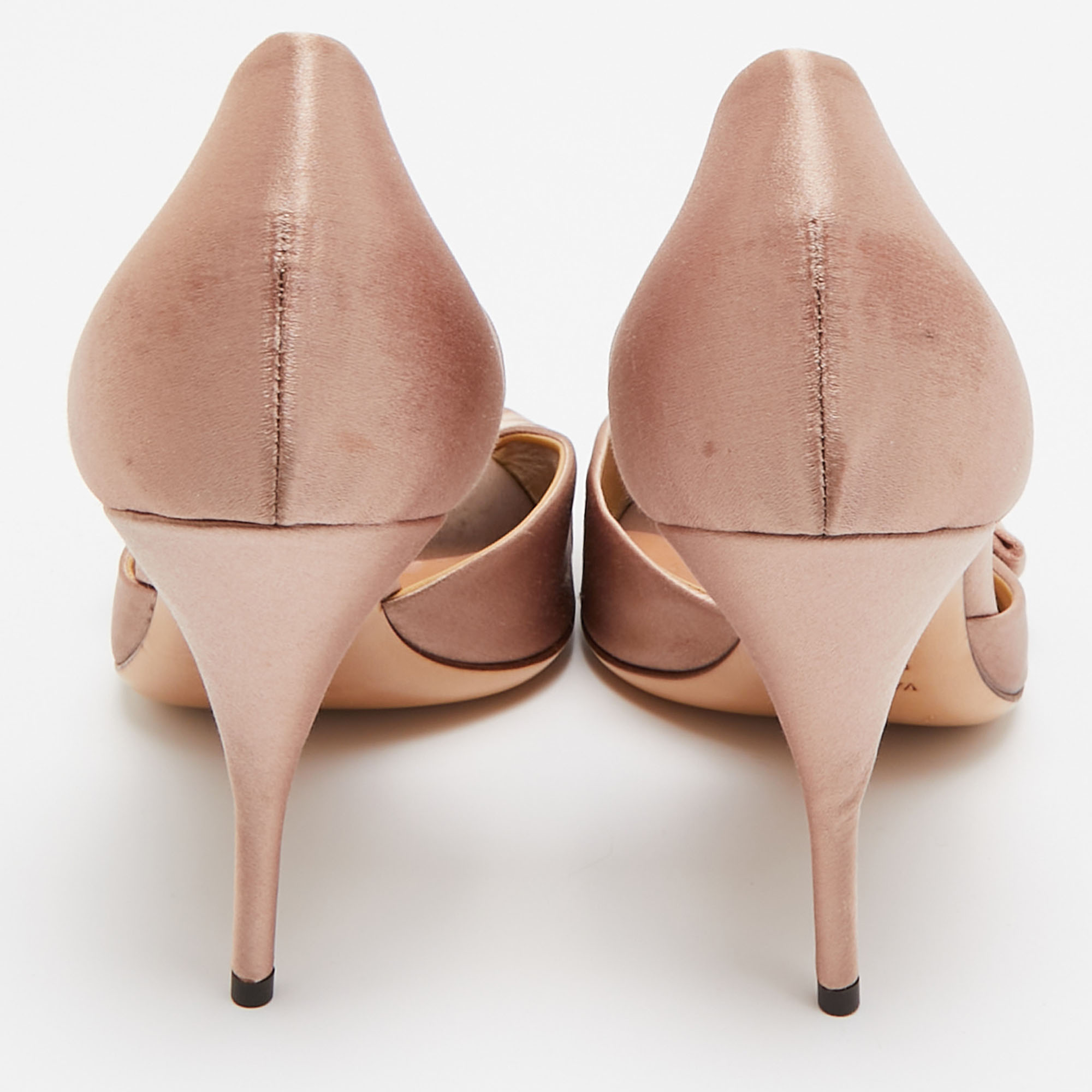 Valentino Light Pink Satin Bow Peep Toe Pumps Size 41