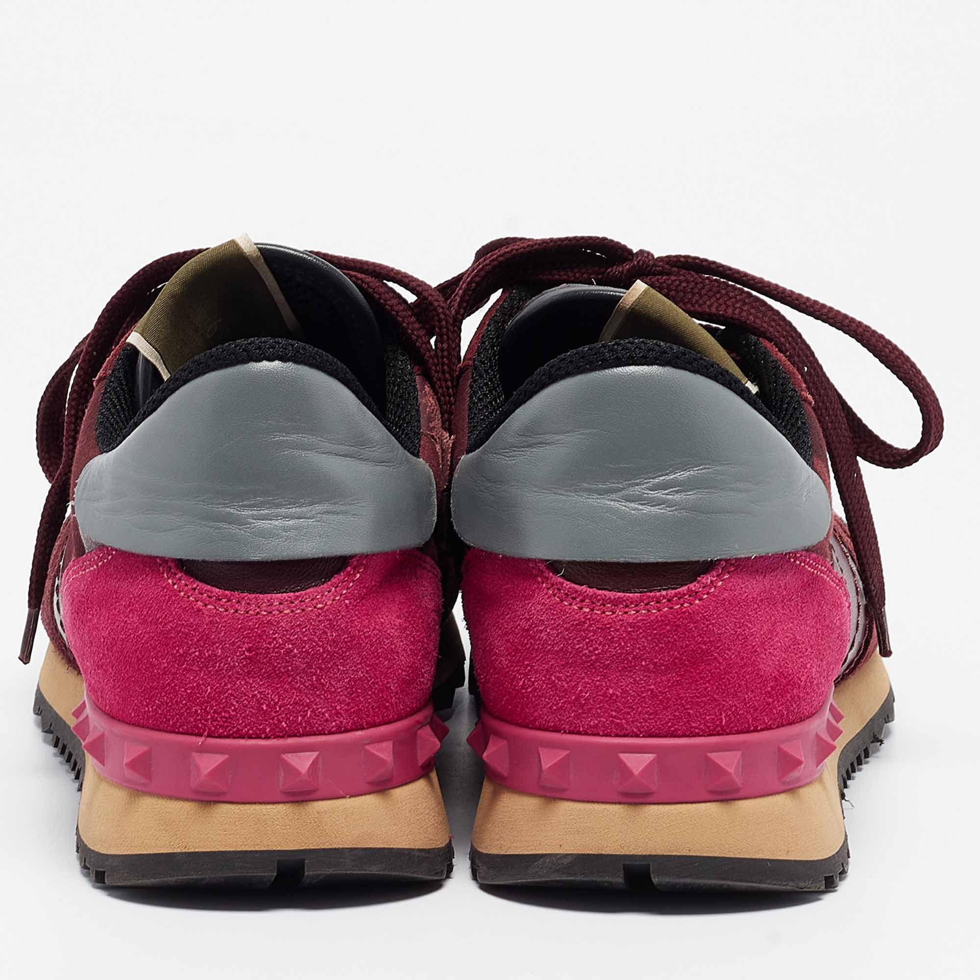 Valentino Multicolor Suede And Leather Rockrunner Sneakers Size 39