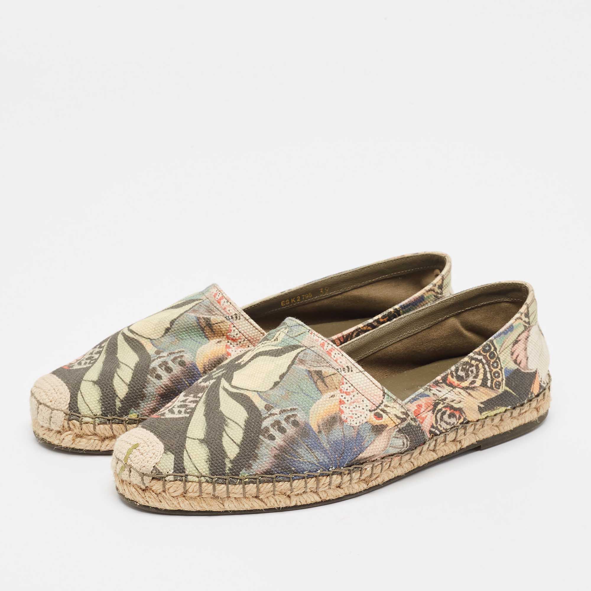 Valentino Multicolor Butterfly Print Canvas Espadrille Flats Size 39