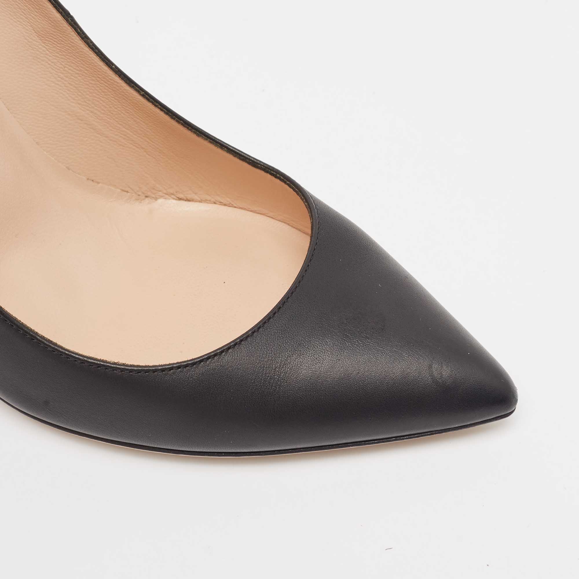 Valentino Black Leather Pointed Toe Pumps Size 38.5