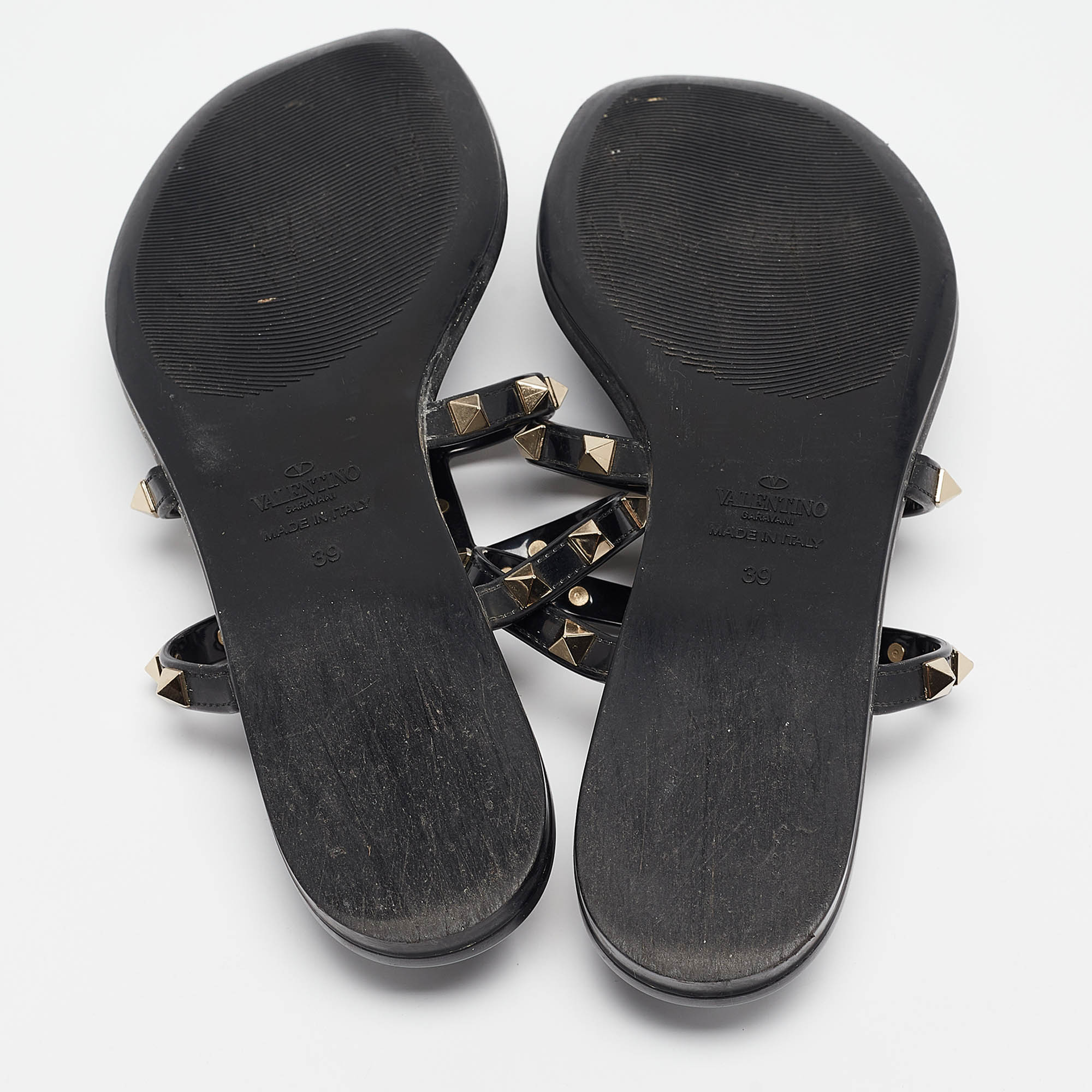 Valentino Black Jelly Rockstud Flat Slides Size 39