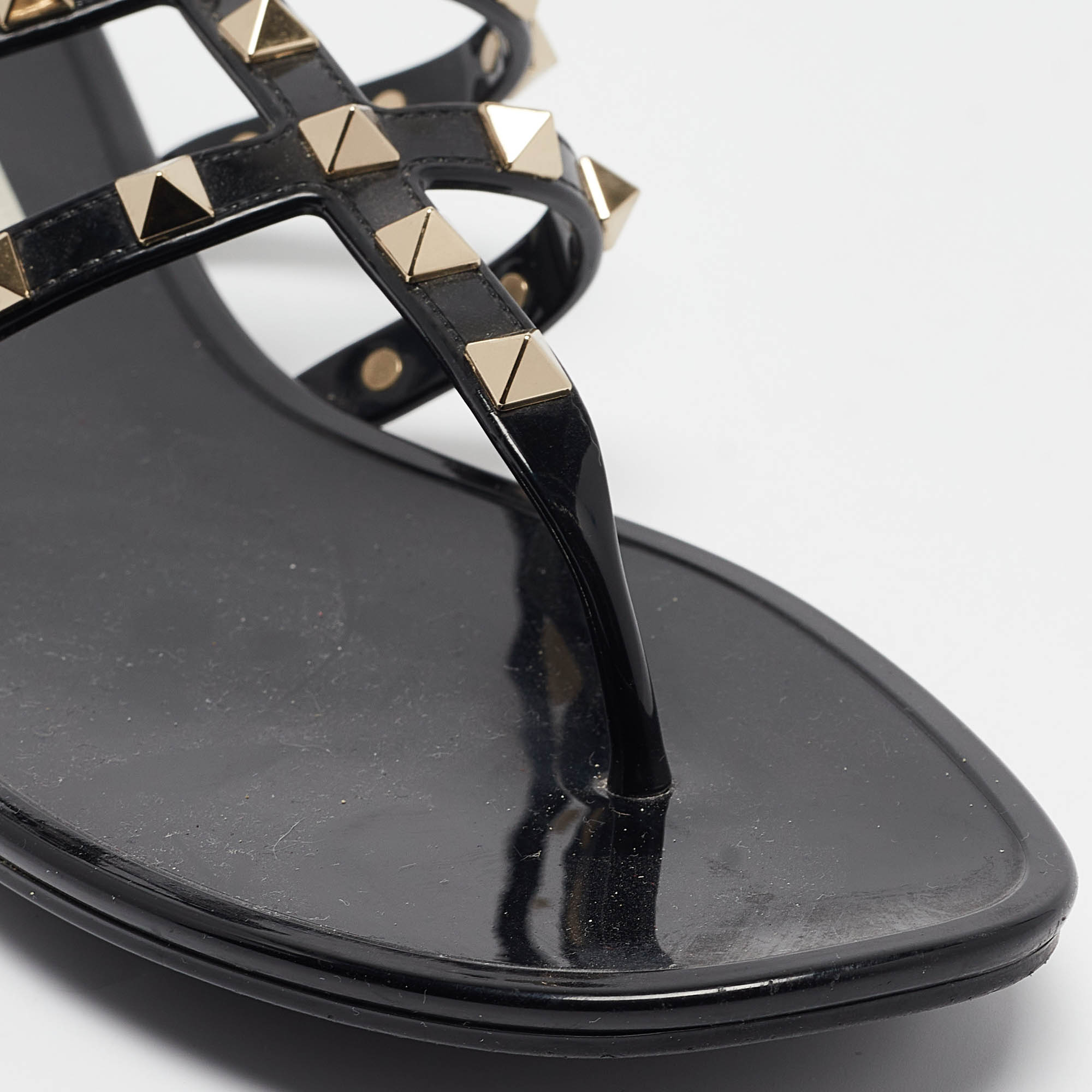 Valentino Black Jelly Rockstud Flat Slides Size 39