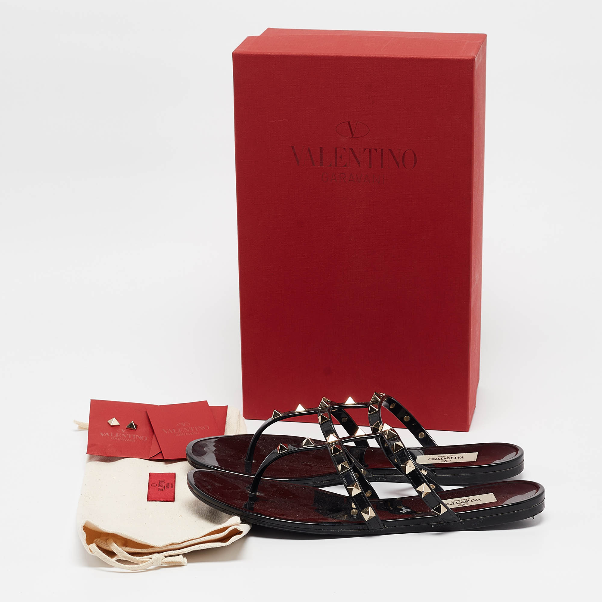 Valentino Black Jelly Rockstud Flat Slides Size 39