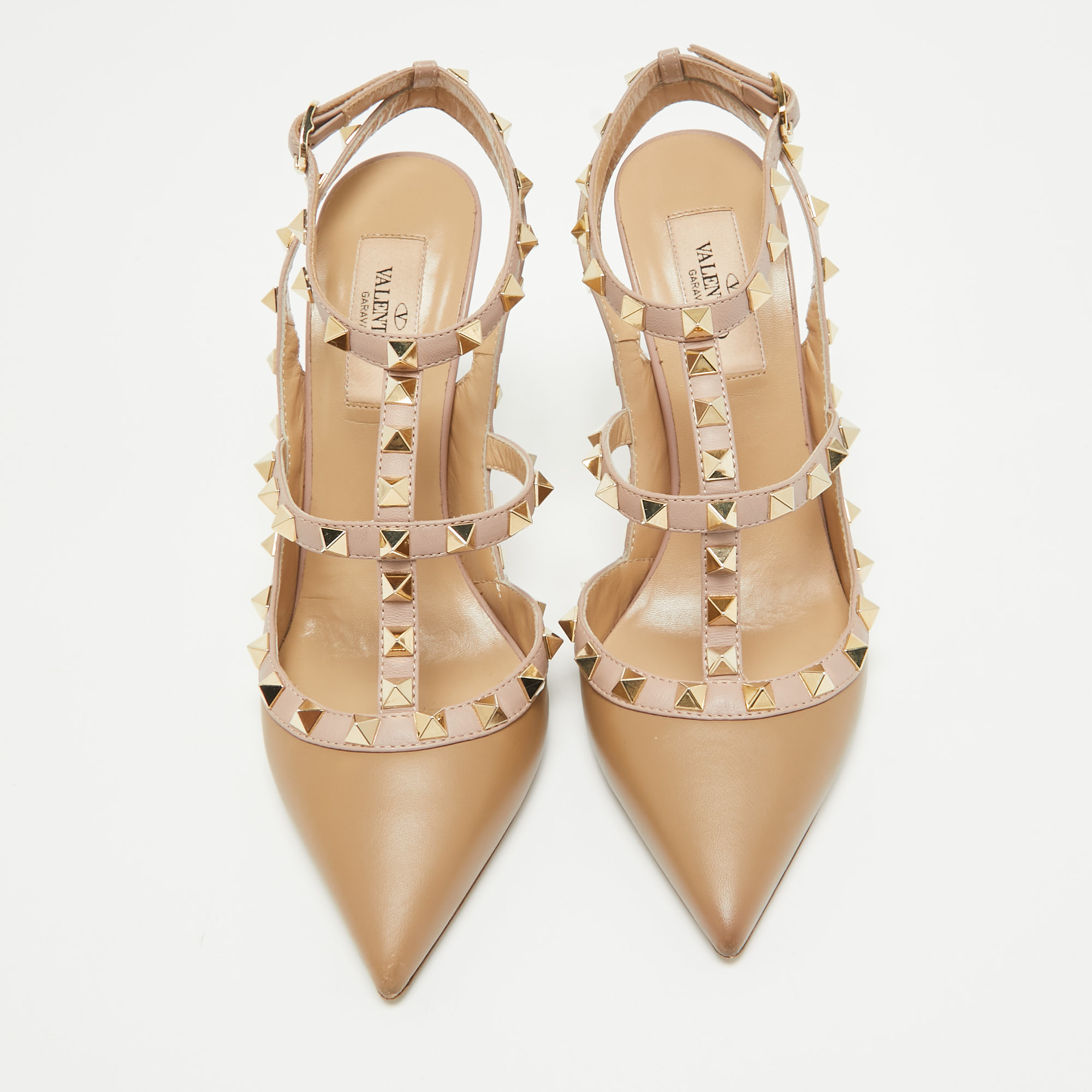 Valentino Beige Leather Rockstud Pumps Size 37