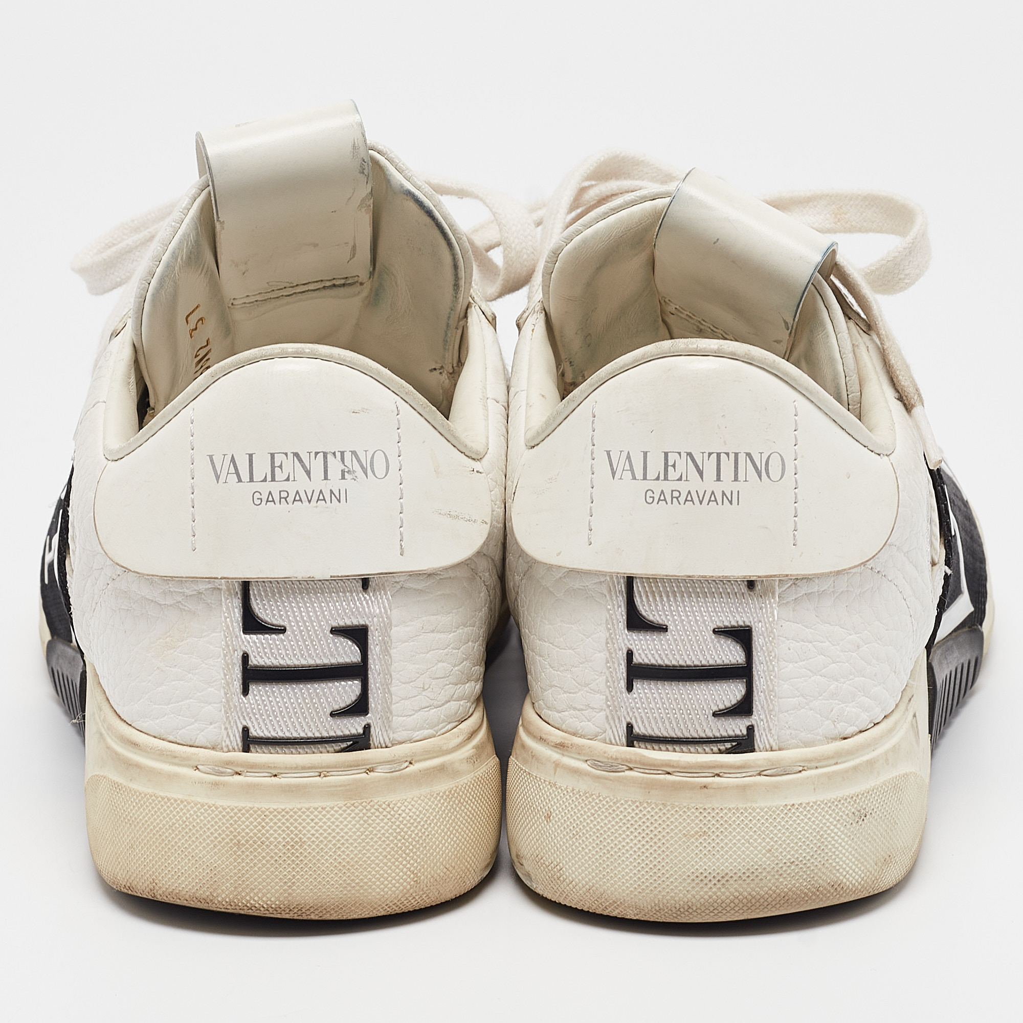 Valentino White Leather And Suede VLTN Lace Up Sneakers Size 37