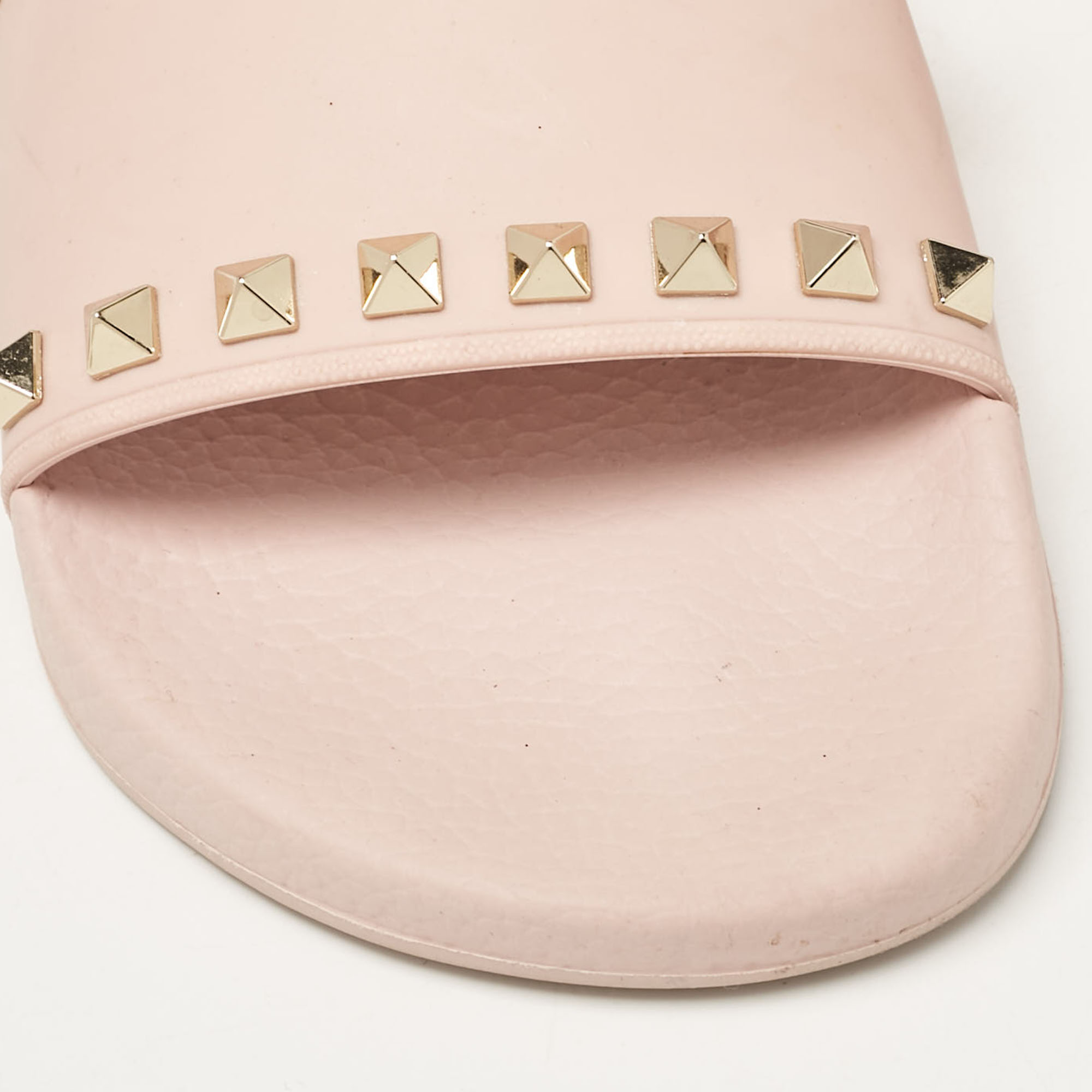 Valentino Pink Rubber Rockstud Slides Size 38