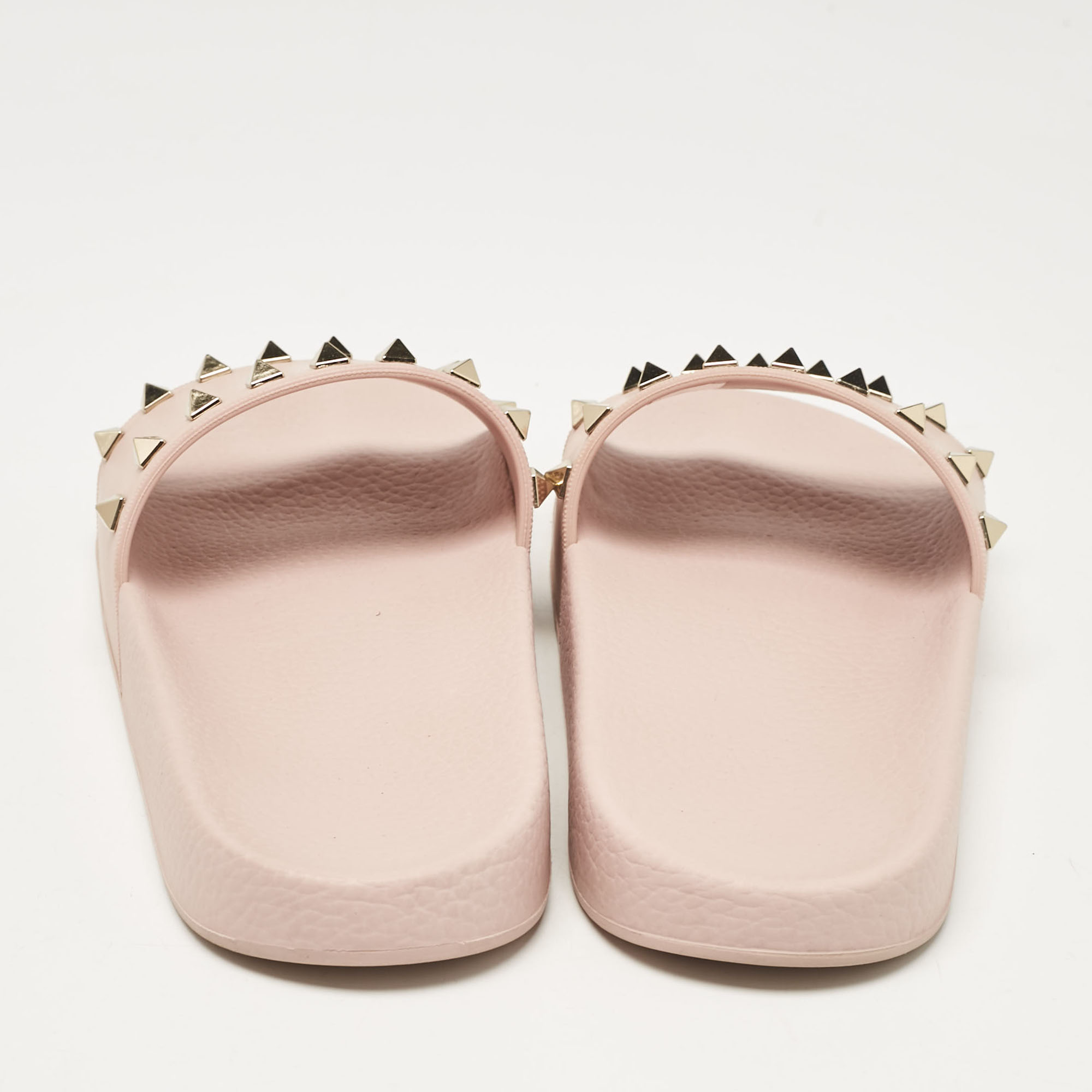 Valentino Pink Rubber Rockstud Slides Size 38