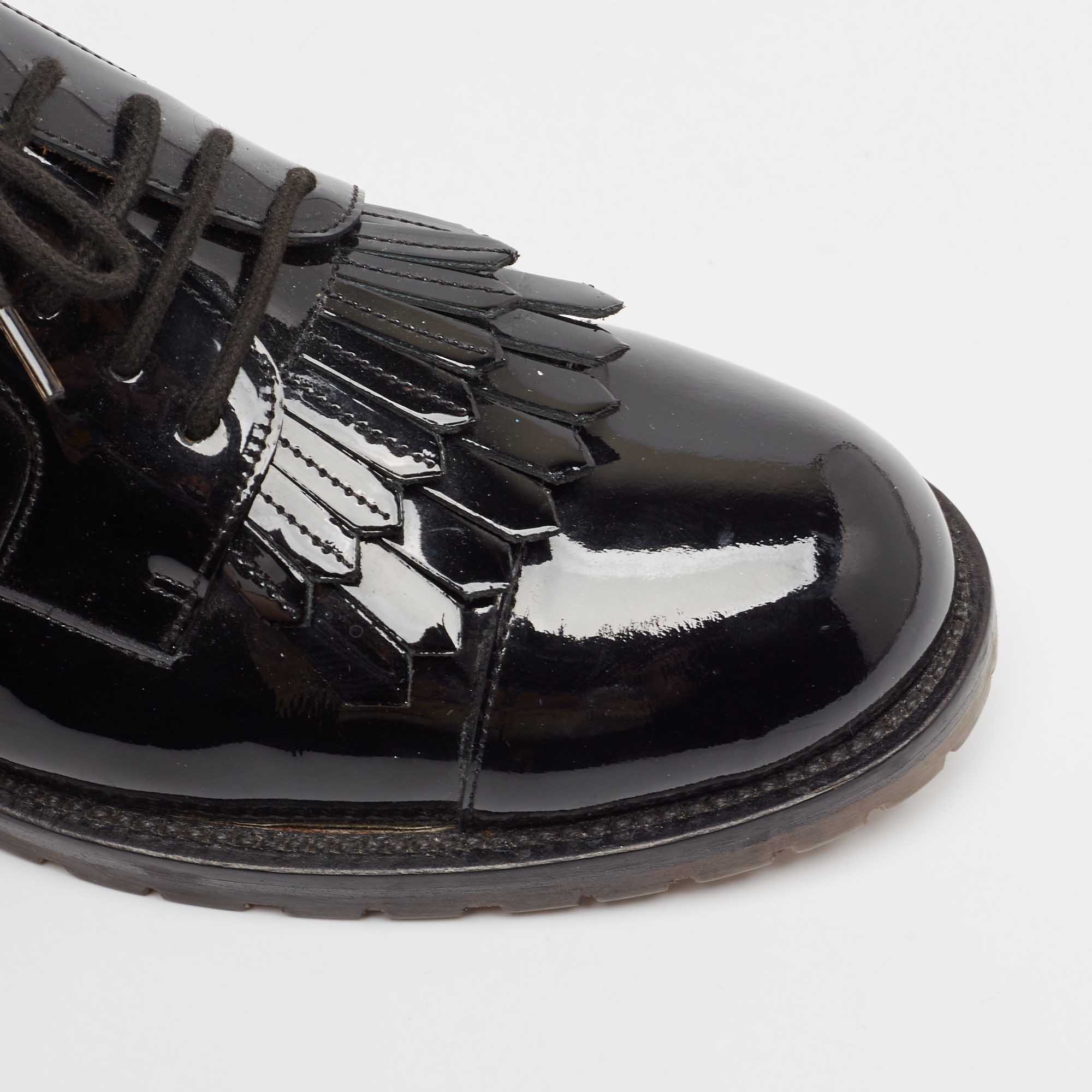 Valentino Black Patent Leather  Fringe Detail Derby Size 41