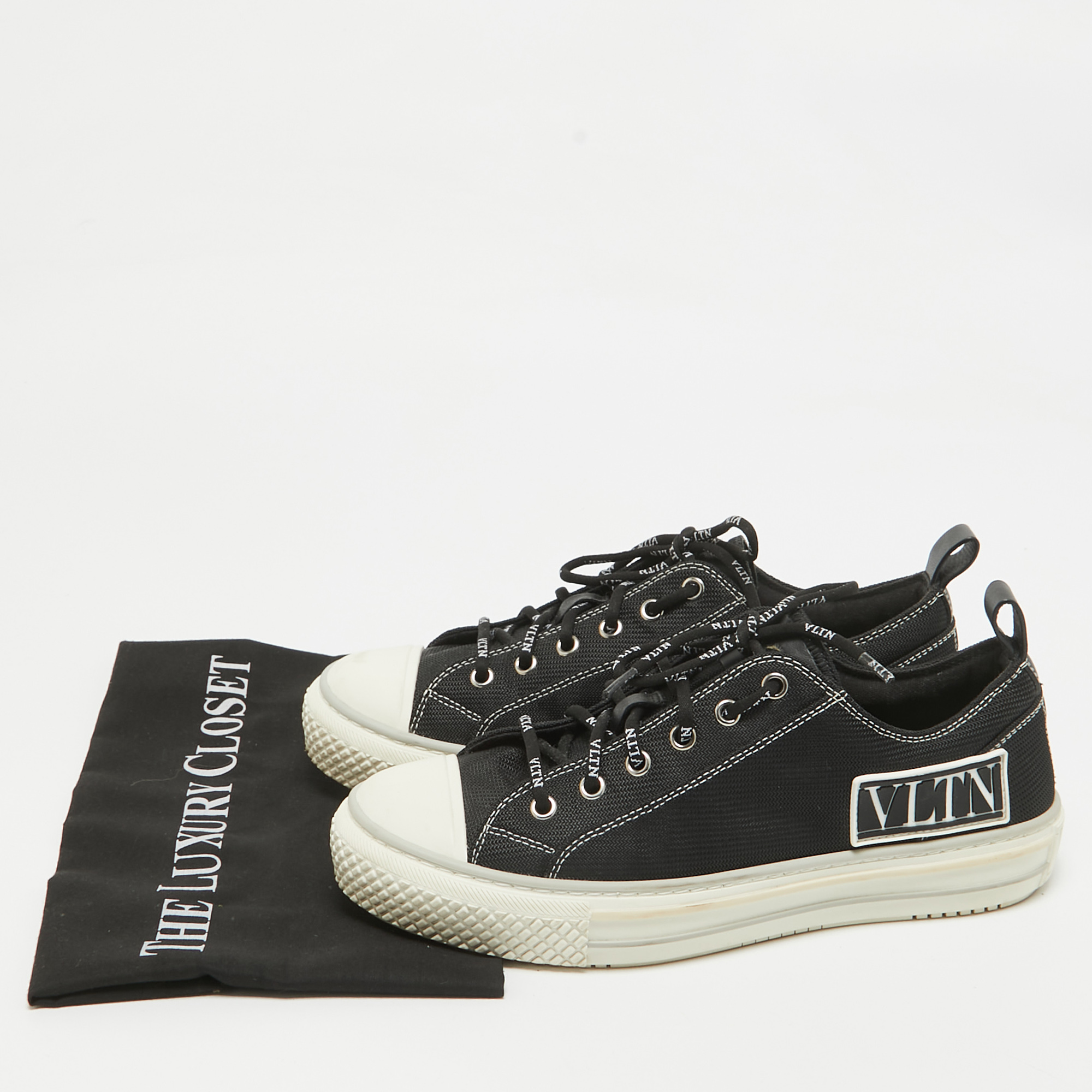 Valentino Black Mesh Giggies Lace Up Sneakers Size 38