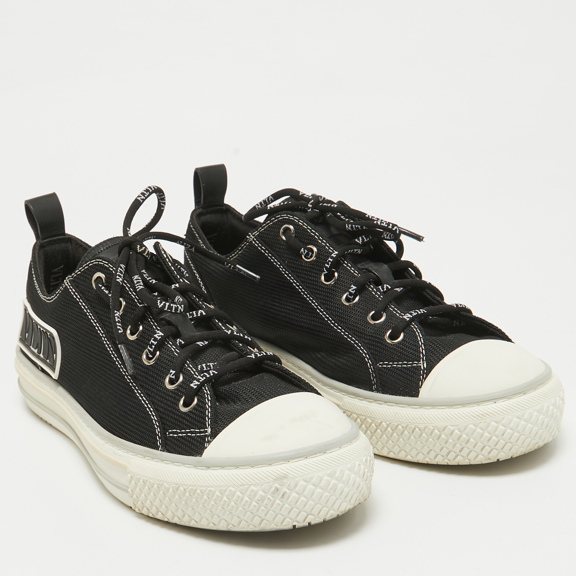 Valentino Black Mesh Giggies Lace Up Sneakers Size 38