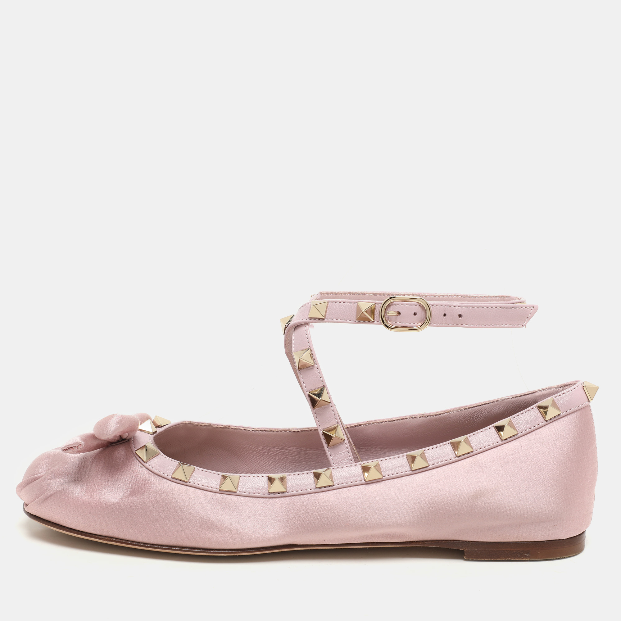 Valentino Pink Satin and Rockstud Ankle Strap Ballet Flats Size
Valentino Pink Satin and Rockstud Ankle Strap Ballet Flats Size