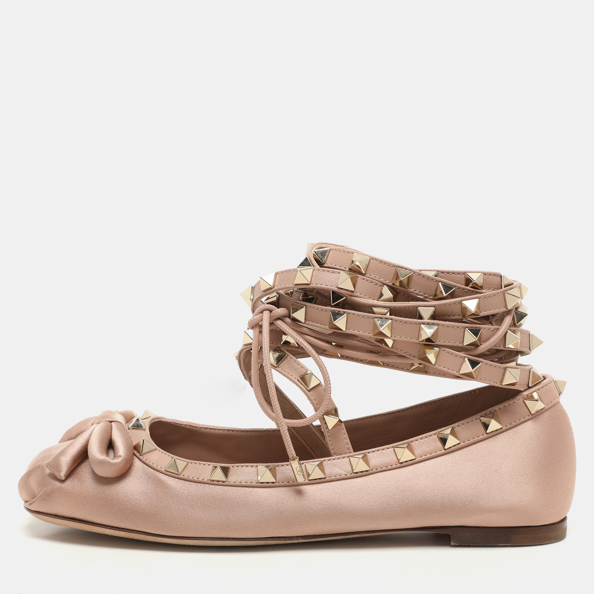 Valentino Rose Cannelle Satin and Leather Rockstud Multi Strap Ballet Flats Size 36.5, Pink
Valentino Rose Cannelle Satin and Leather Rockstud Multi Strap Ballet Flats Size 36.5, Pink