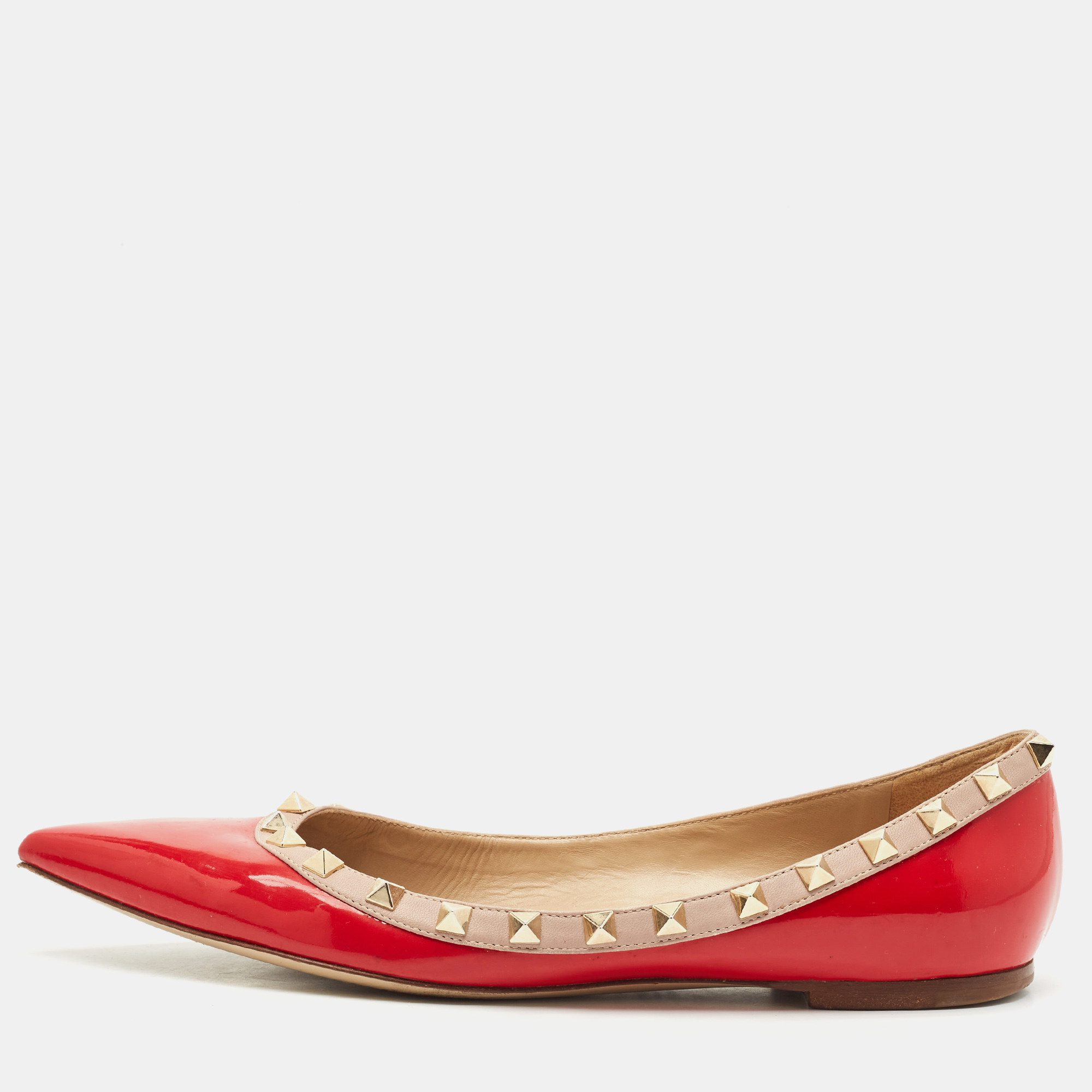 Valentino Red/Pink Patent Leather Rockstud Pointed Toe Ballet Flats Size
Valentino Red/Pink Patent Leather Rockstud Pointed Toe Ballet Flats Size