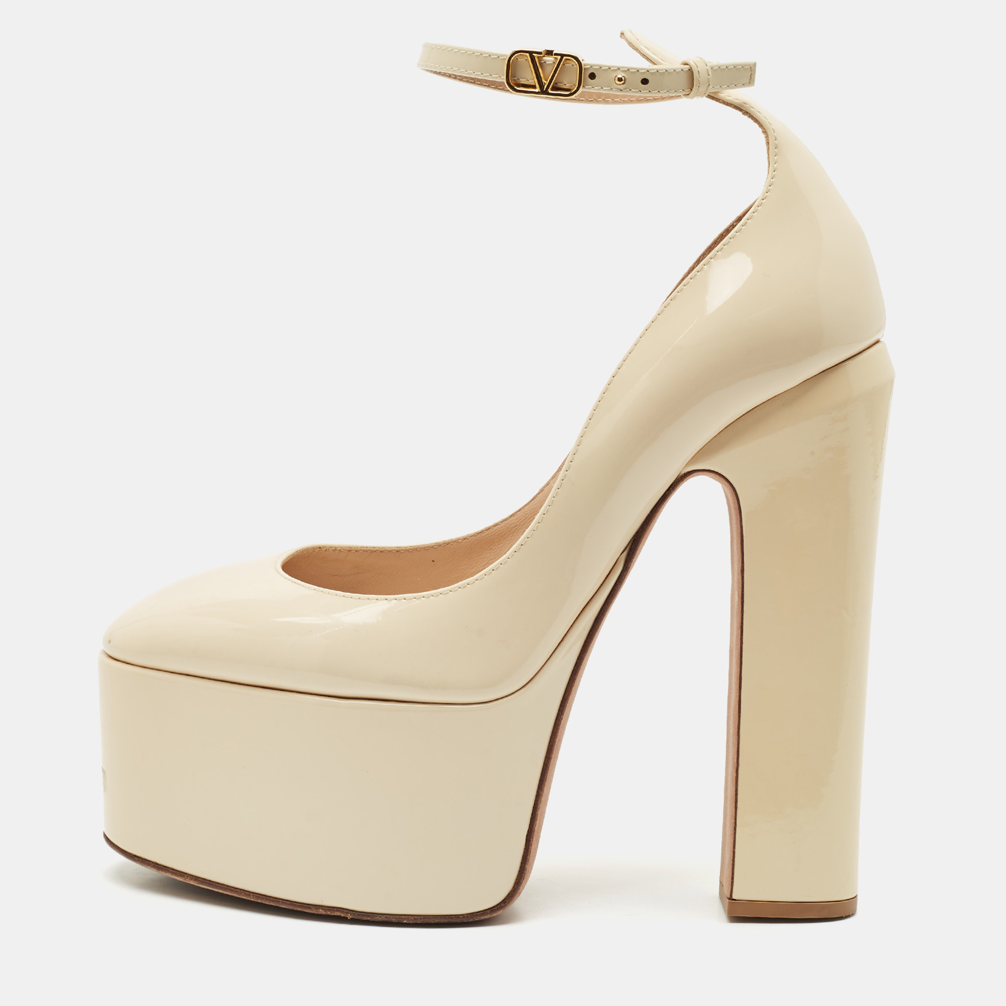Valentino Cream Patent Leather Tango Platform Ankle Strap Block Heel Pumps Size
Valentino Cream Patent Leather Tango Platform Ankle Strap Block Heel Pumps Size