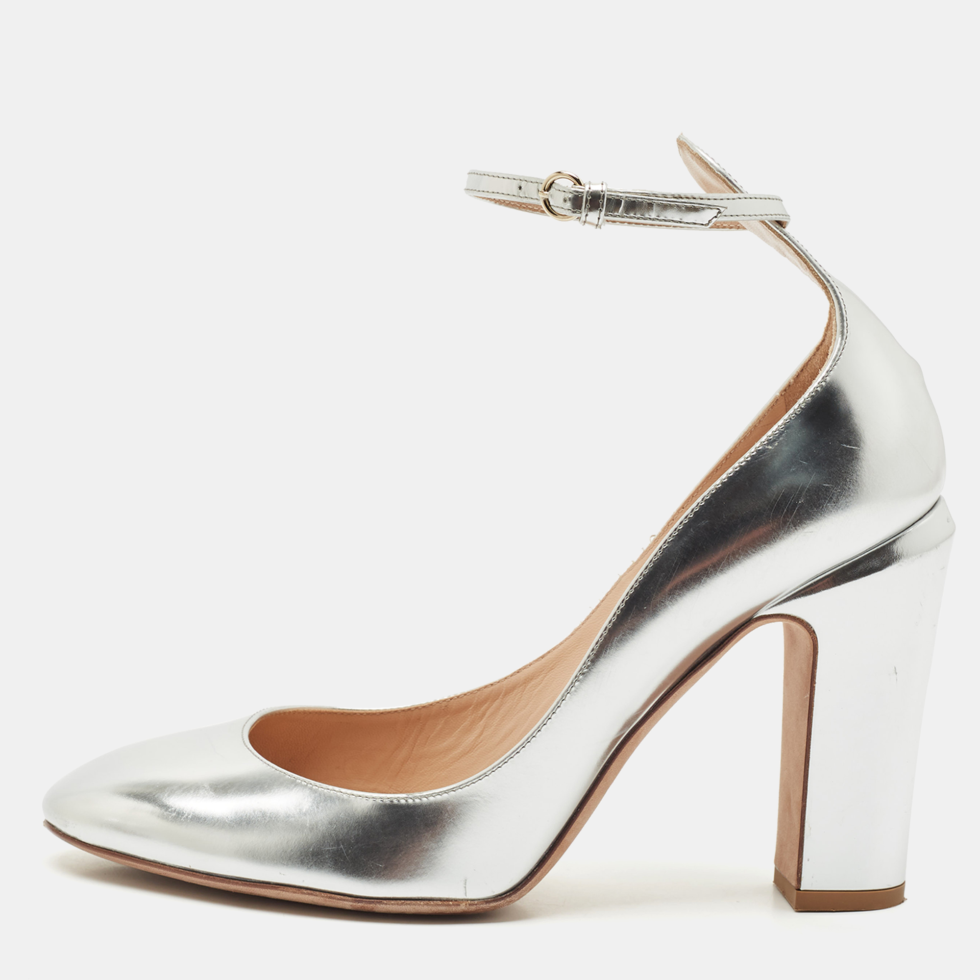 Valentino Silver Leather Tango Ankle Strap Block Heel Pumps Size
Valentino Silver Leather Tango Ankle Strap Block Heel Pumps Size
