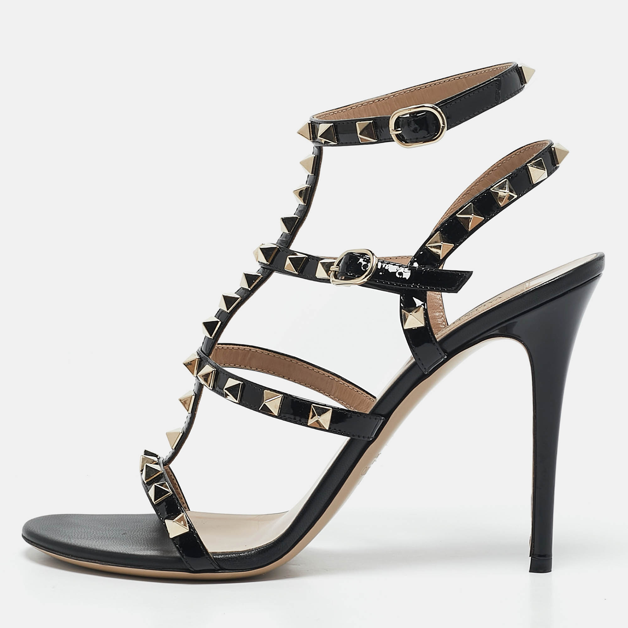 Valentino Black Patent Leather Rockstud Caged Ankle Strap Sandals Size
Valentino Black Patent Leather Rockstud Caged Ankle Strap Sandals Size